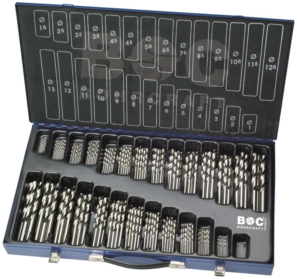 Bild von Bohrcraft - (Metallbohrer) HSS-G DIN 338 geschliffen Typ N in Metallkoffer 220-tlg. 1,0 - 13,0 x 0,5 stg.+3,3+4,2 mm