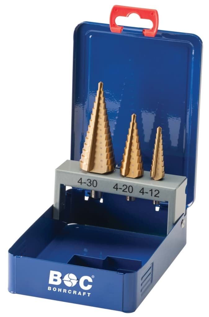 Bild von Stufenbohrer HSS-TiN in Metallkassetteette 3-tlg. Gr. 1 / 2A / 3A / STB3 TiN