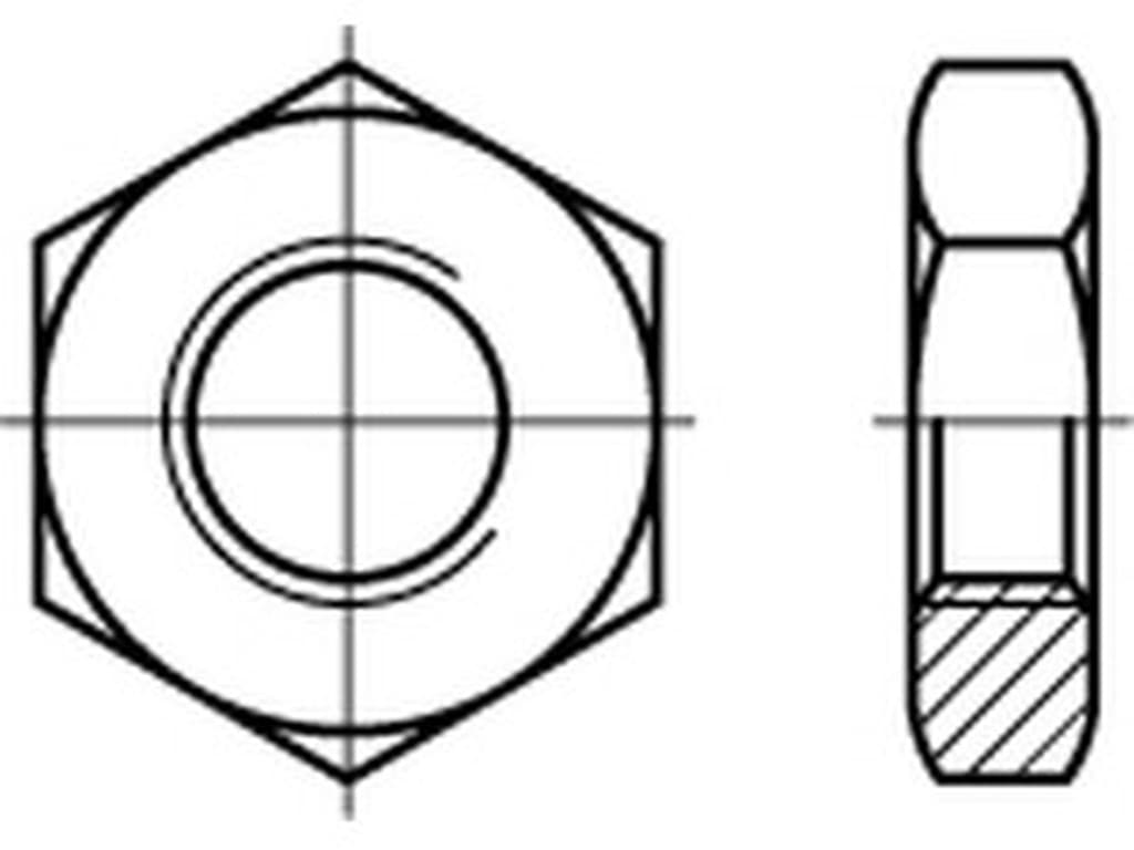 Bild von DIN 439 04 BM 6 -LH (galv. verzinkt) 6-kt Muttern, niedrig - Pkg. (100)