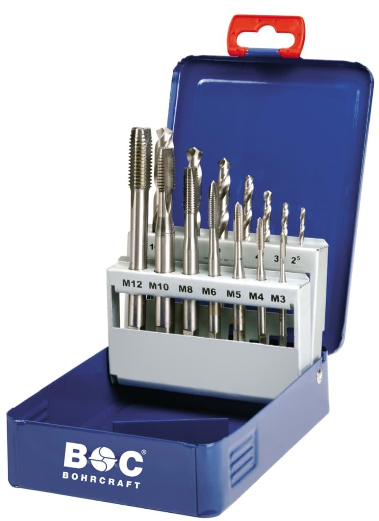 Bild von Masch.-Gewindeb. DIN 371/376 HSS-E in Metallkassette. 14-tlg.M3 - M12 Form B+HSS-G 2,5-10,2 mm