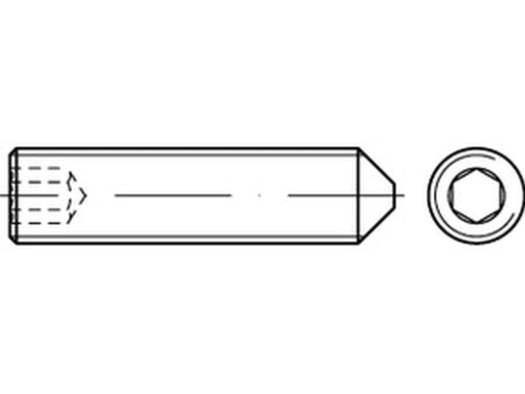 Bild von ISO 4027 45H M 2x2 (blank) Gew. Stifte mit I-6kt und Spitze - Pkg. (500)