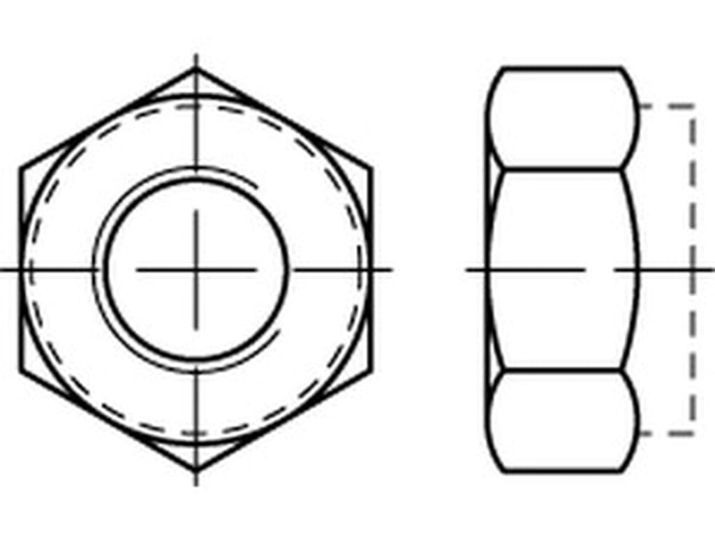 Bild von DIN 985 Messing M 4 (blank) 6-kt Sicher.-Mutter, niedr.Form nichtm.Einsatz - Pkg. (100)