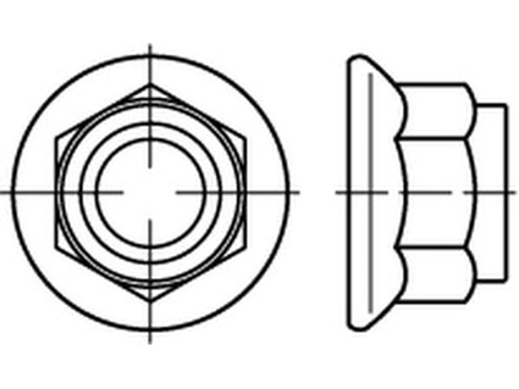 Bild von DIN 6926 8 M 5 (galv. verzinkt) 6kt Sicher.-Mut., Flansch, Klemmteil, nichtmet. Einsatz-Pkg. (100)