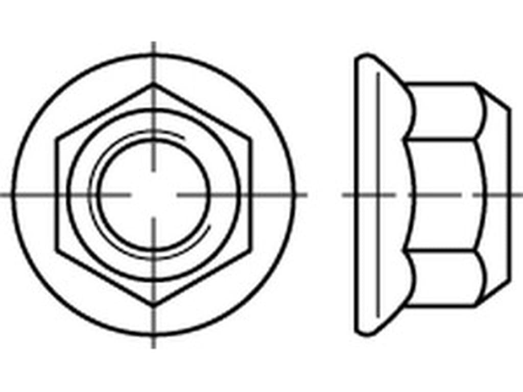 Bild von DIN 6927 8 M 6 (galv. verzinkt) 6-kt Sicher.-Mutter, Flansch, Klemmteil, Ganzmetallm. - Pkg. (100)