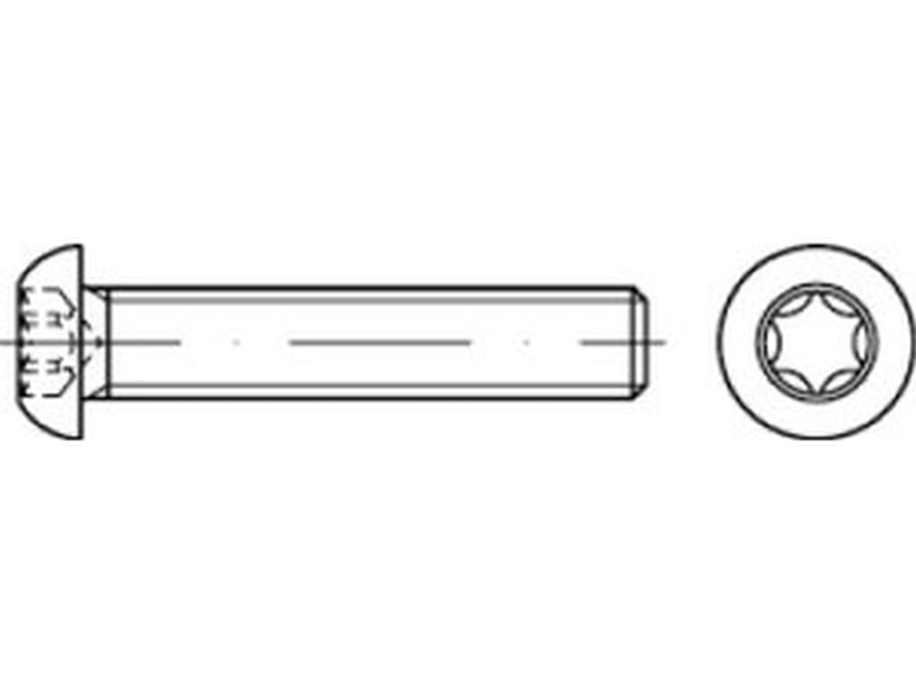 Bild von ISO 7380-1 (ohne Flansch) (Edelstahl A2) M 3x4 -T10 Vollgewinde (rostfrei) Flachkopf-Linsenkopfschrauben -ISR = Innensechsrund (T)- Pkg. (500)