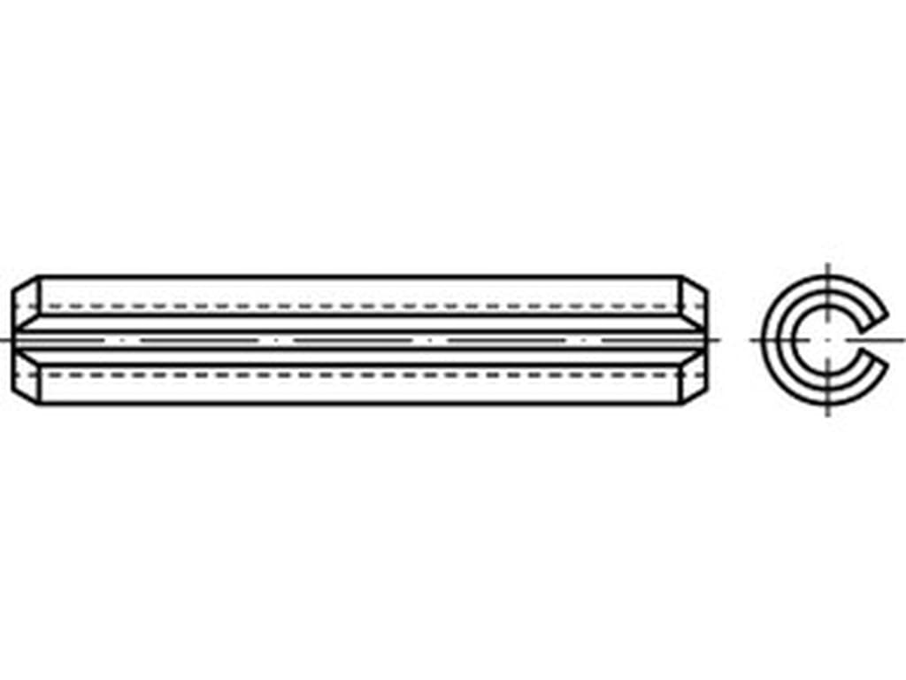 Bild von *ISO 8752 Federstahl 8x100 (Zinklamelle) Spannstifte, schw. Ausführung - Pkg. (250)