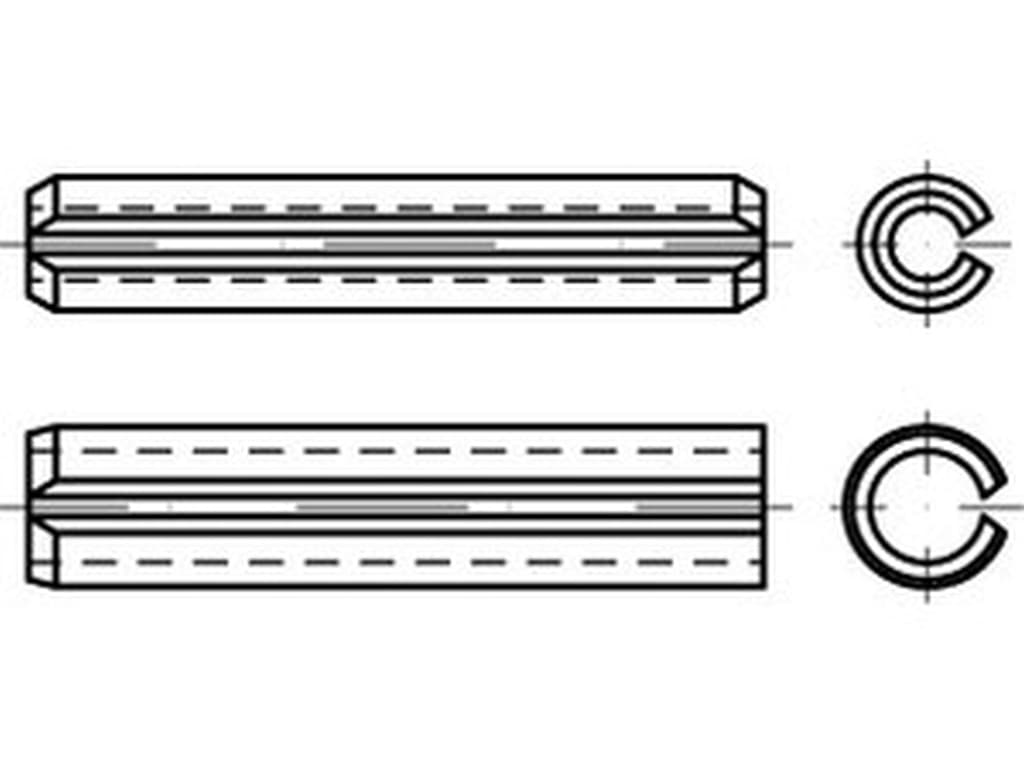Bild von ISO 13337 Federstahl 6x22 (blank) Spannstifte, leichte Ausführung - Pkg. (100)