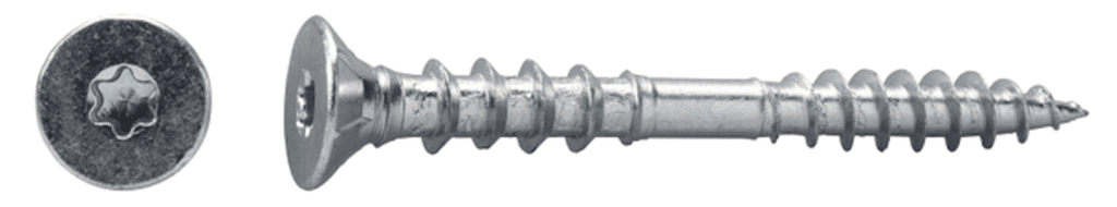 Bild von Justierschrauben Justiergewinde - 6x60 - Torx (TX-25)-Senkkopf- Stahl verzinkt (für Holz-Holz-Verbindungen)