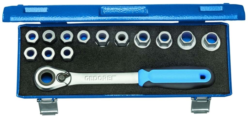 Bild für Kategorie Gedore - Steckschlüssel-Satz 1/2'' 14-tlg 10-24 mm - Ratschenkasten - Nusskasten (VPE=1 Stück)