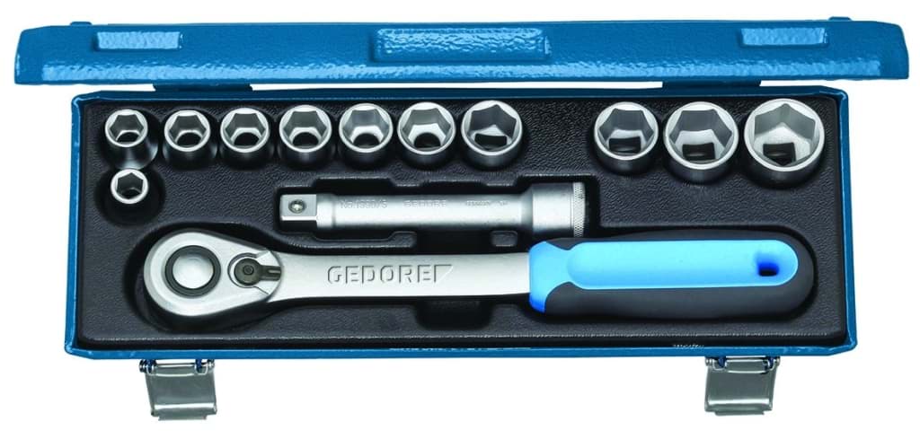 Bild für Kategorie Gedore - Steckschlüssel-Satz 1/2'' 13-tlg 6-kant 10-24 mm - Ratschenkasten - Nusskasten (VPE=1 Stück)