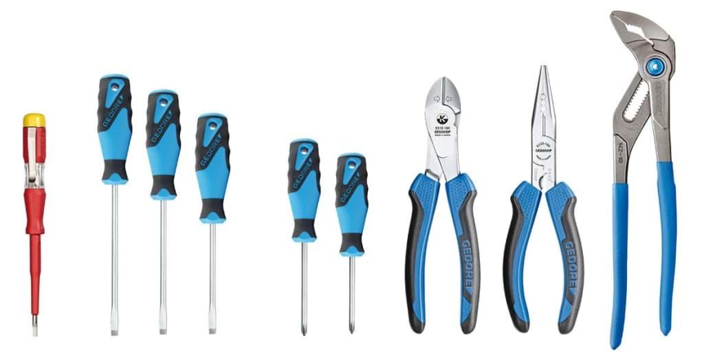 Bild für Kategorie Gedore - Zangen/Schraubendreher-Sortiment f. Werkzeugkarte (VPE=1 Stück)