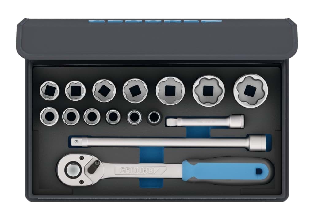 Bild für Kategorie Gedore - Steckschlüssel-Satz 1/2'' 16-tlg - Ratschenkasten - Nusskasten (VPE=1 Stück)