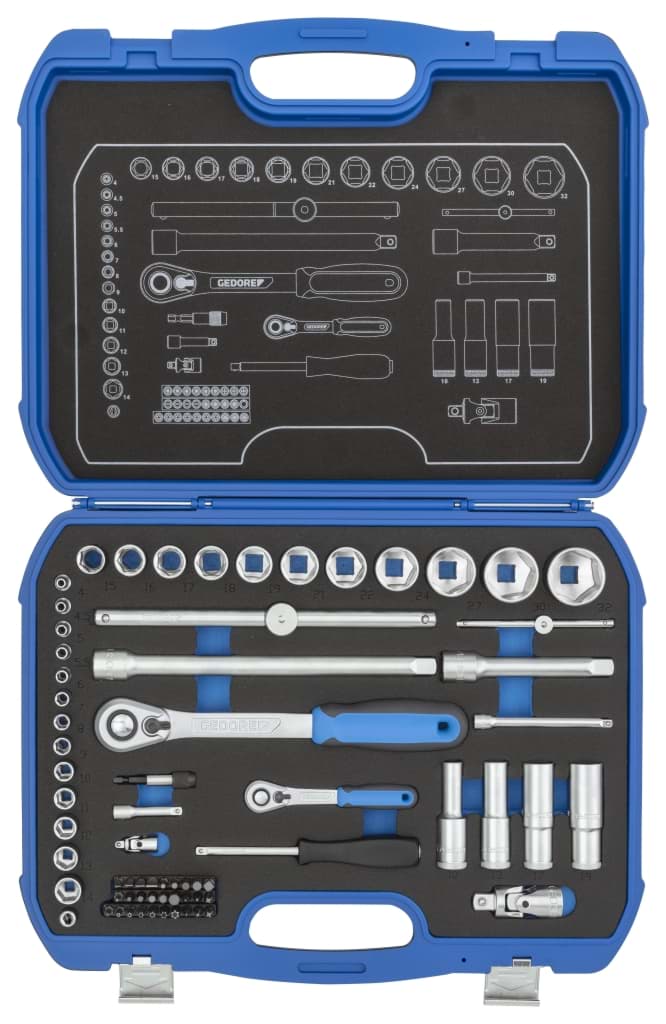 Bild von Gedore - Steckschlüssel-Satz 1/4''+1/2'' - Ratschenkasten - Nusskasten
