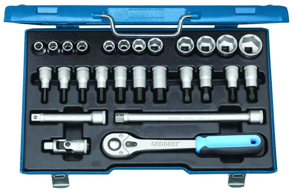 Bild für Kategorie Gedore - Steckschlüssel-Satz 1/2'' 27-tlg 6-kant 10-30 mm - Ratschenkasten - Nusskasten (VPE=1 Stück)