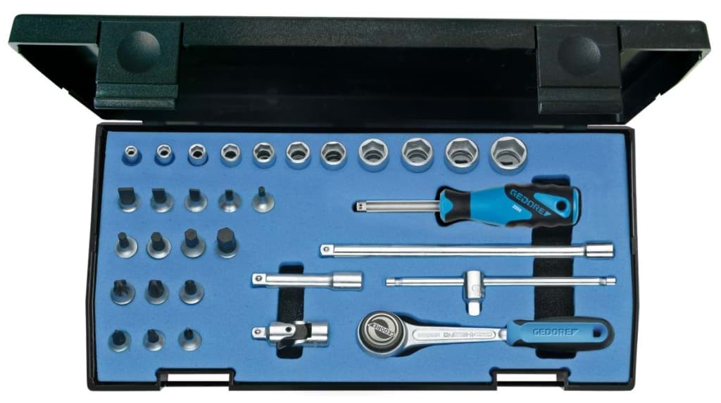 Bild für Kategorie Gedore - Steckschlüssel-Satz 1/4'' 32-tlg 6-kant IN-IS-PH-PZ - Ratschenkasten - Nusskasten (VPE=1 Stück)