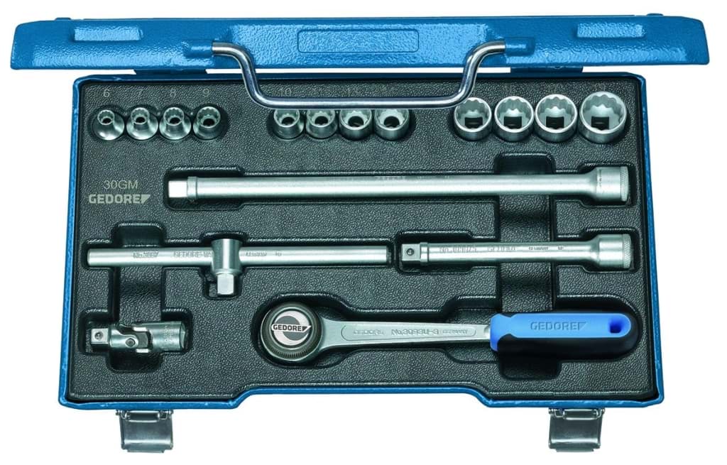 Bild von Gedore - Steckschlüssel-Satz 3/8'' 17-tlg UD-Profil 6-19 mm - Ratschenkasten - Nusskasten