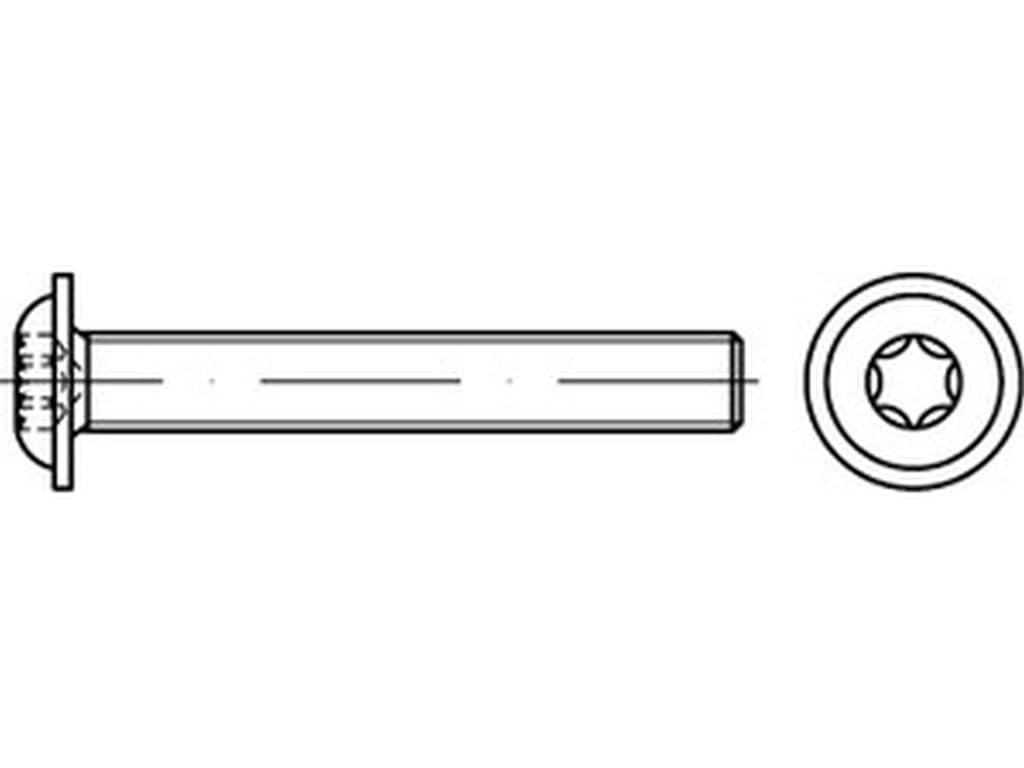Bild von ISO 7380-2 (Edelstahl A4) M 2x3 (mit Flansch) (Vollgewinde) Flachkopf-Linsenkopfschrauben mit ISR = Innensechsrund (T) - Pkg. (1000)