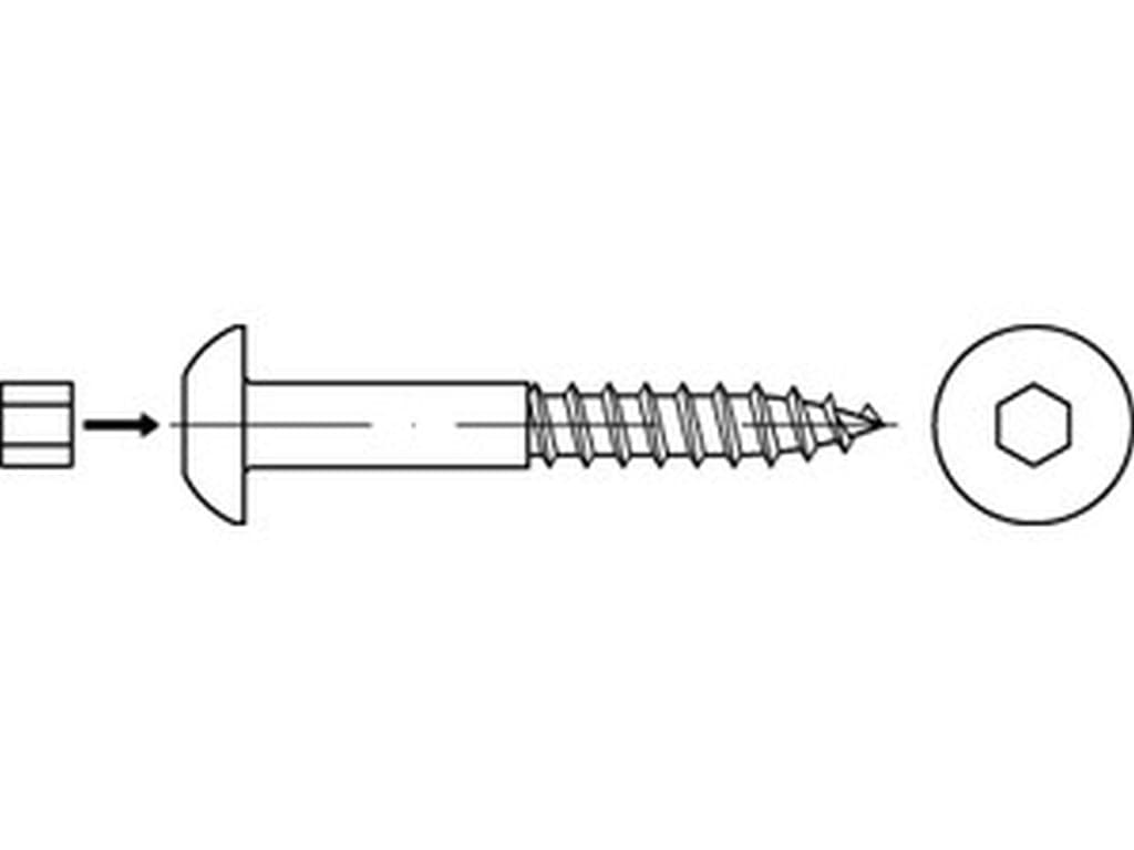 Bild von ART 88110 Sicher.-Holzschr. St. 8 x 50 galv. verzinkt, Rundkopf gal Zn VE=S