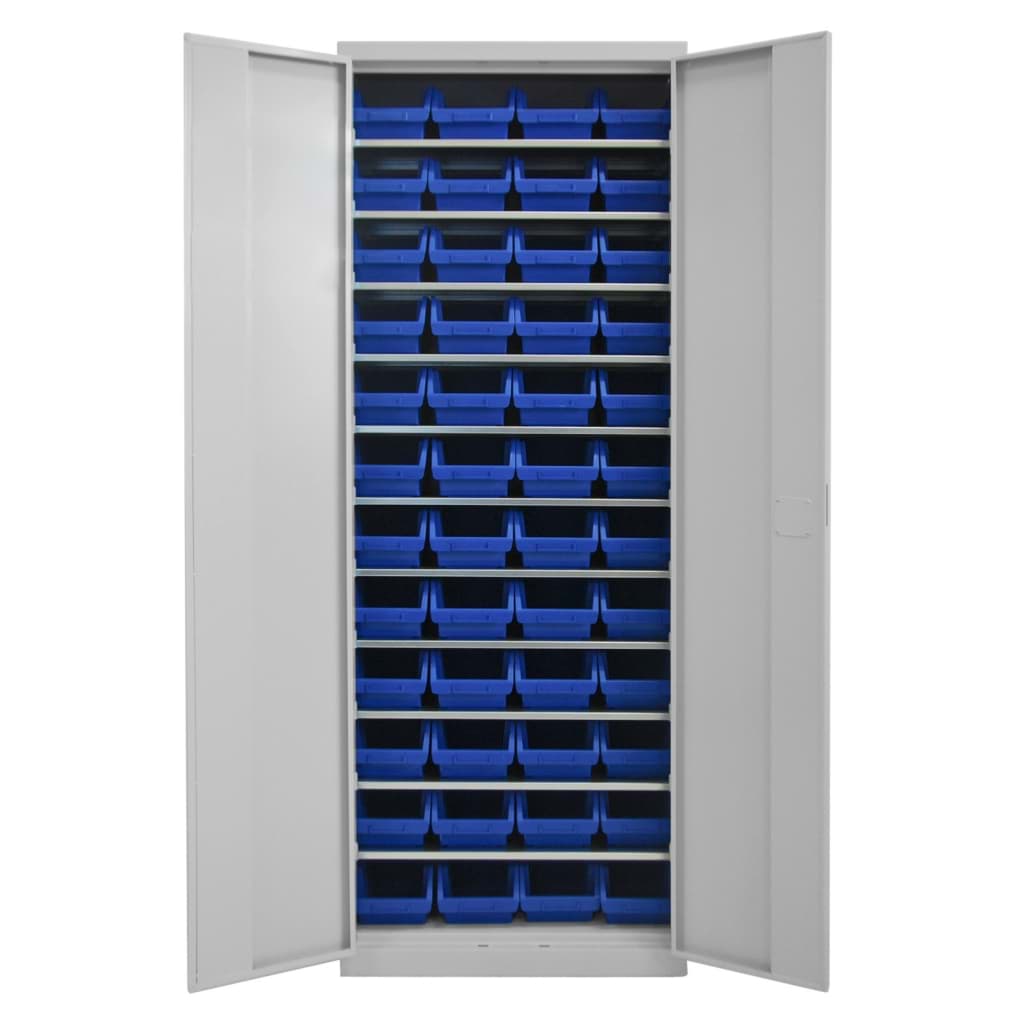 Bild von Flügeltürschrank mit 11 Fachböden + 48 Lagersichtkästen Gr. 3