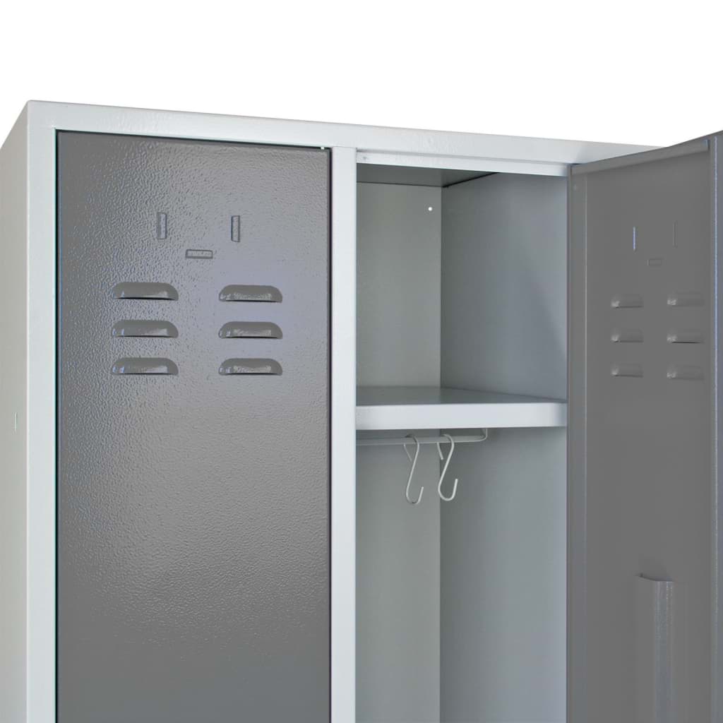 Bild von Garderobenschrank 3-türig / Korpus RAL 7035 / Tür RAL 7001 / Maße:BxTxH = 890mm x 500mm x 1775mm