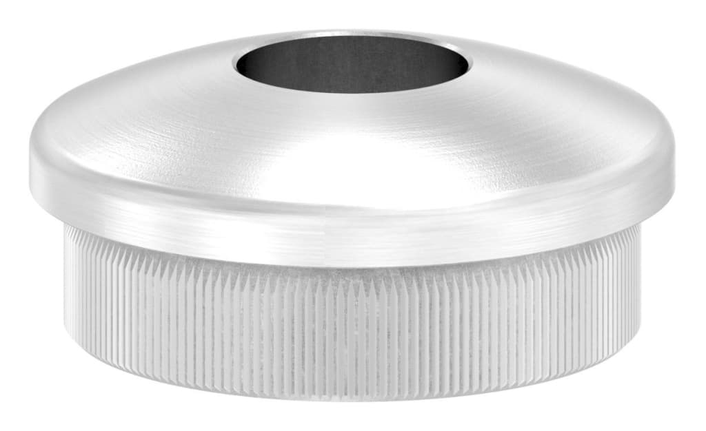 Bild von Rohrabschlussstopfen, für Rohr 42,4x2,0mm, mit Bohrung 12,1mm, leicht gewölbt, zum Einschlagen, mit Rändelung, V2A