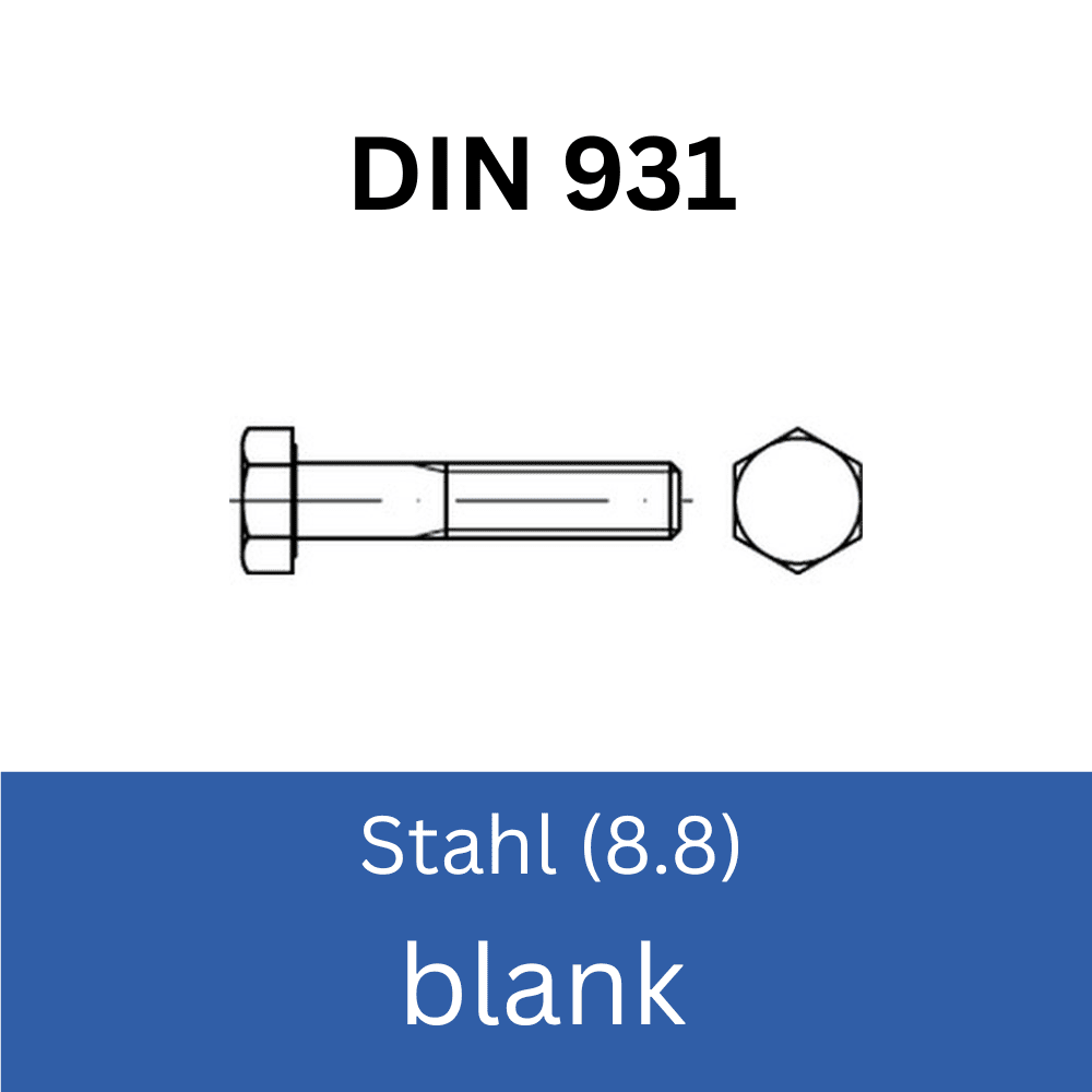 Bild für Kategorie ➤ Kategorie: DIN 931 Stahl (8.8) blank