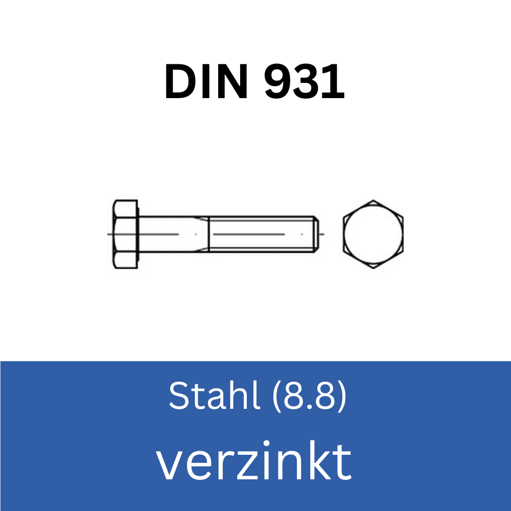 Bild für Kategorie ➤ Kategorie: DIN 931 Stahl (8.8) galv. verzinkt