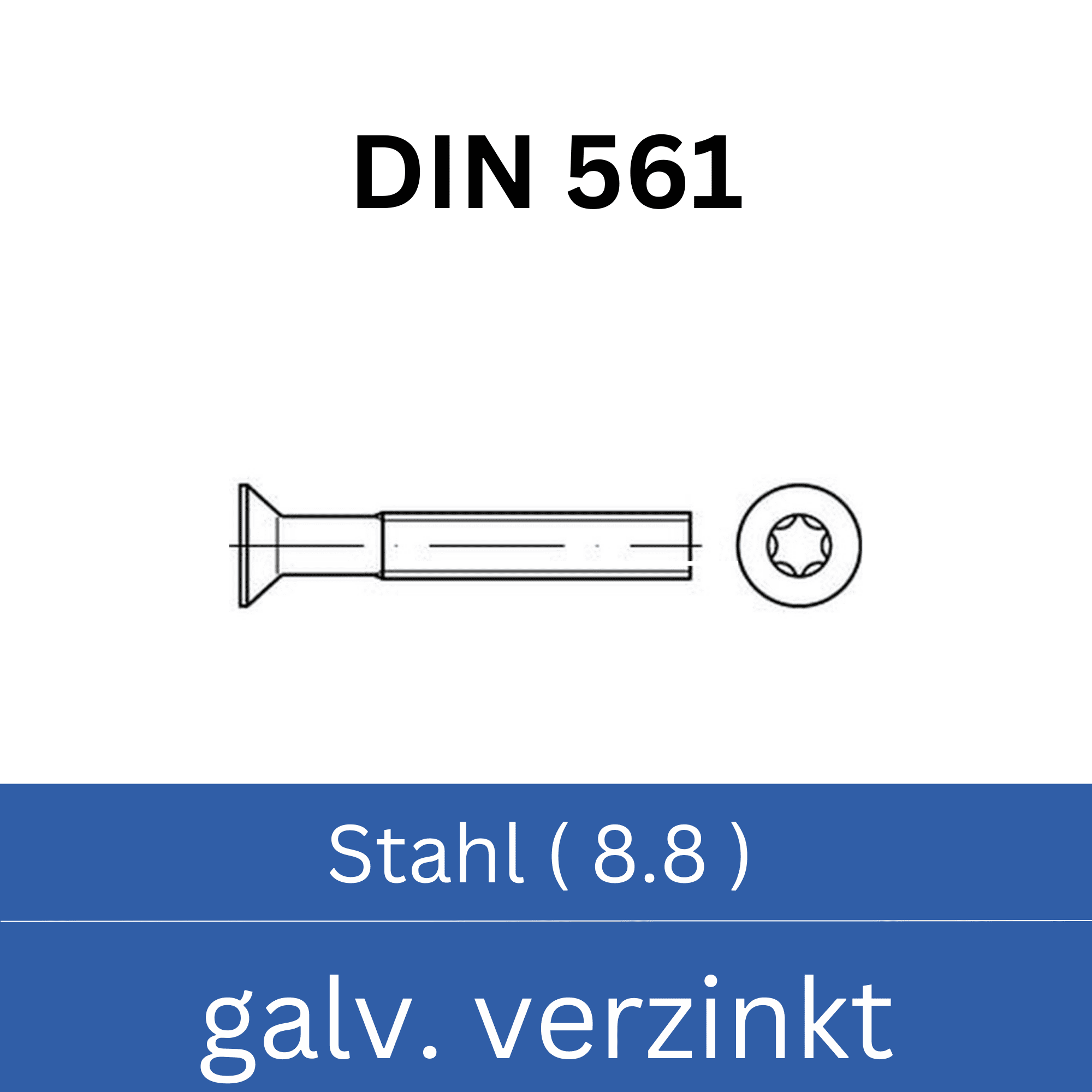 Bild für Kategorie ➤ Kategorie: DIN 561 Stahl (8.8) galv. verzinkt