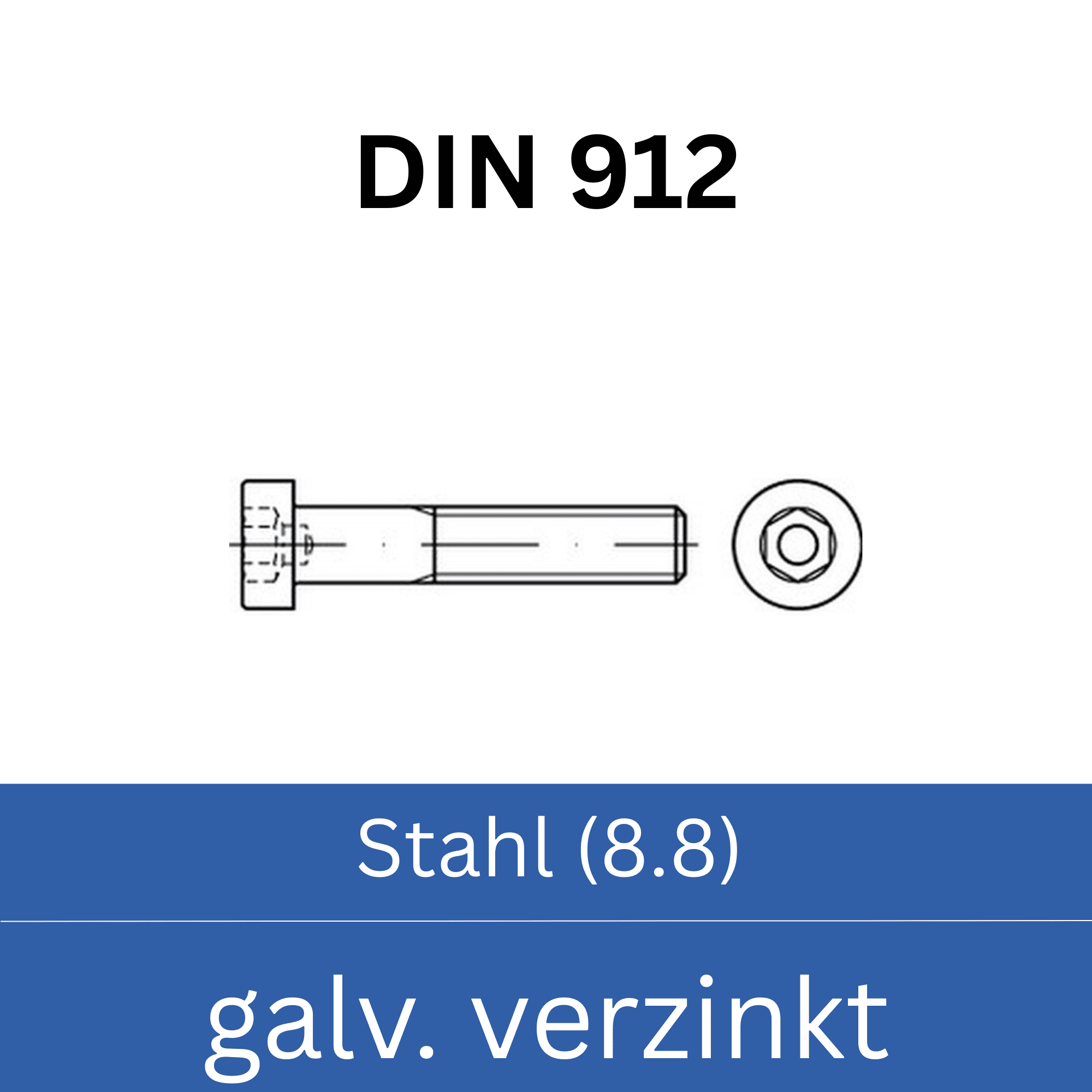 Bild für Kategorie ➤ Kategorie: DIN 912 Stahl (8.8) galv. verzinkt