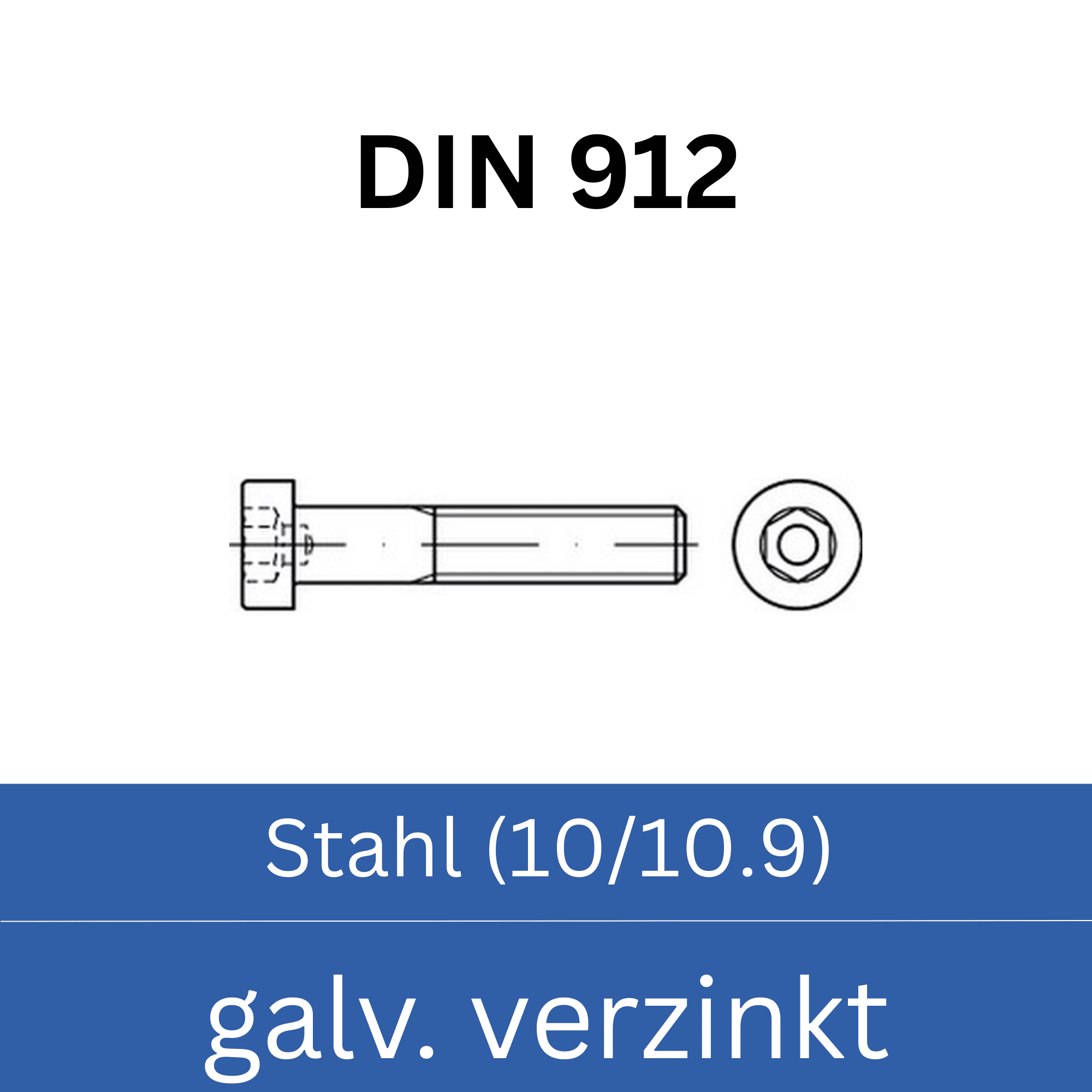 Bild für Kategorie ➤ Kategorie: DIN 912 Stahl (10/10.9) galv. verzinkt