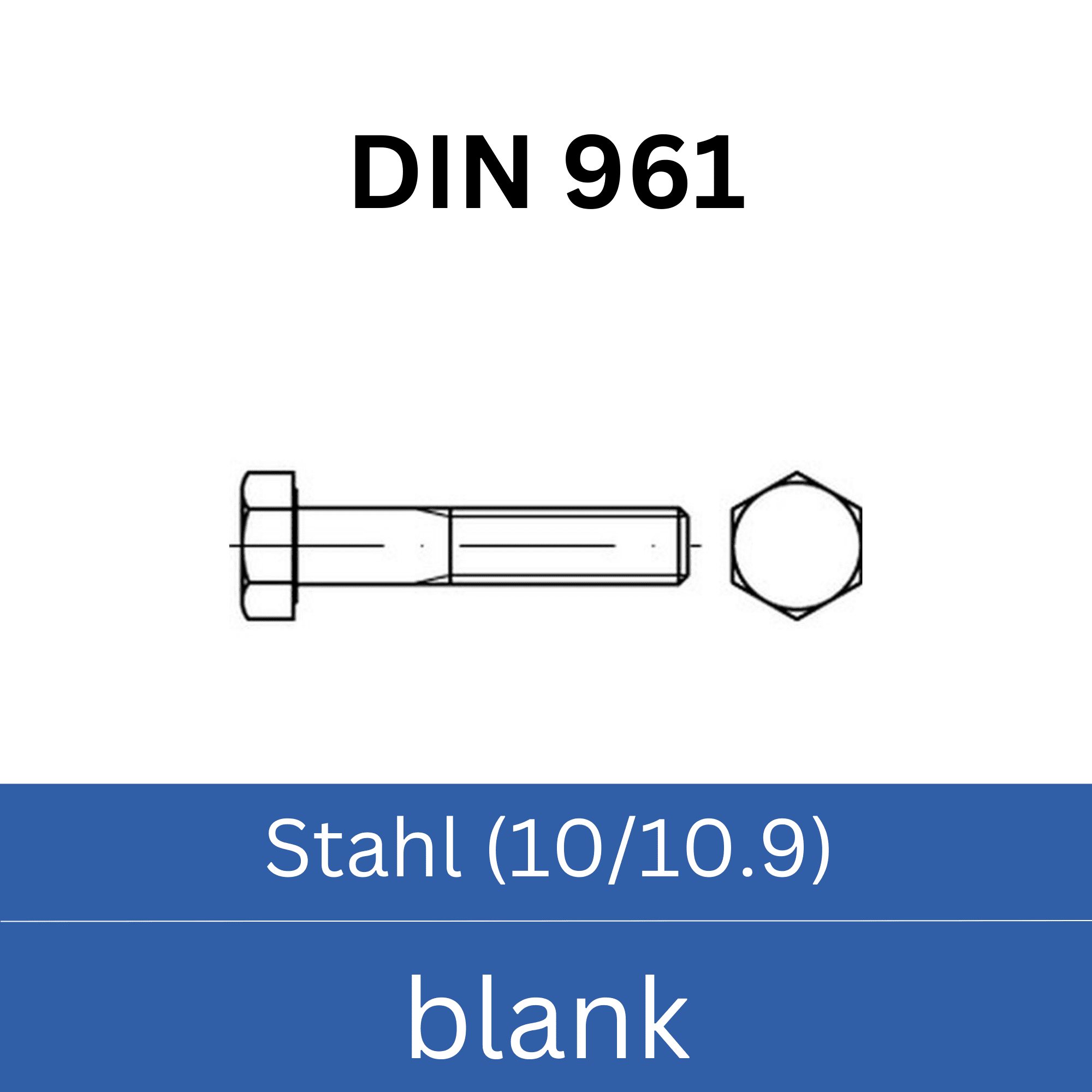 Bild für Kategorie ➤ Kategorie: DIN 961 Stahl (8.8) galv. verzinkt