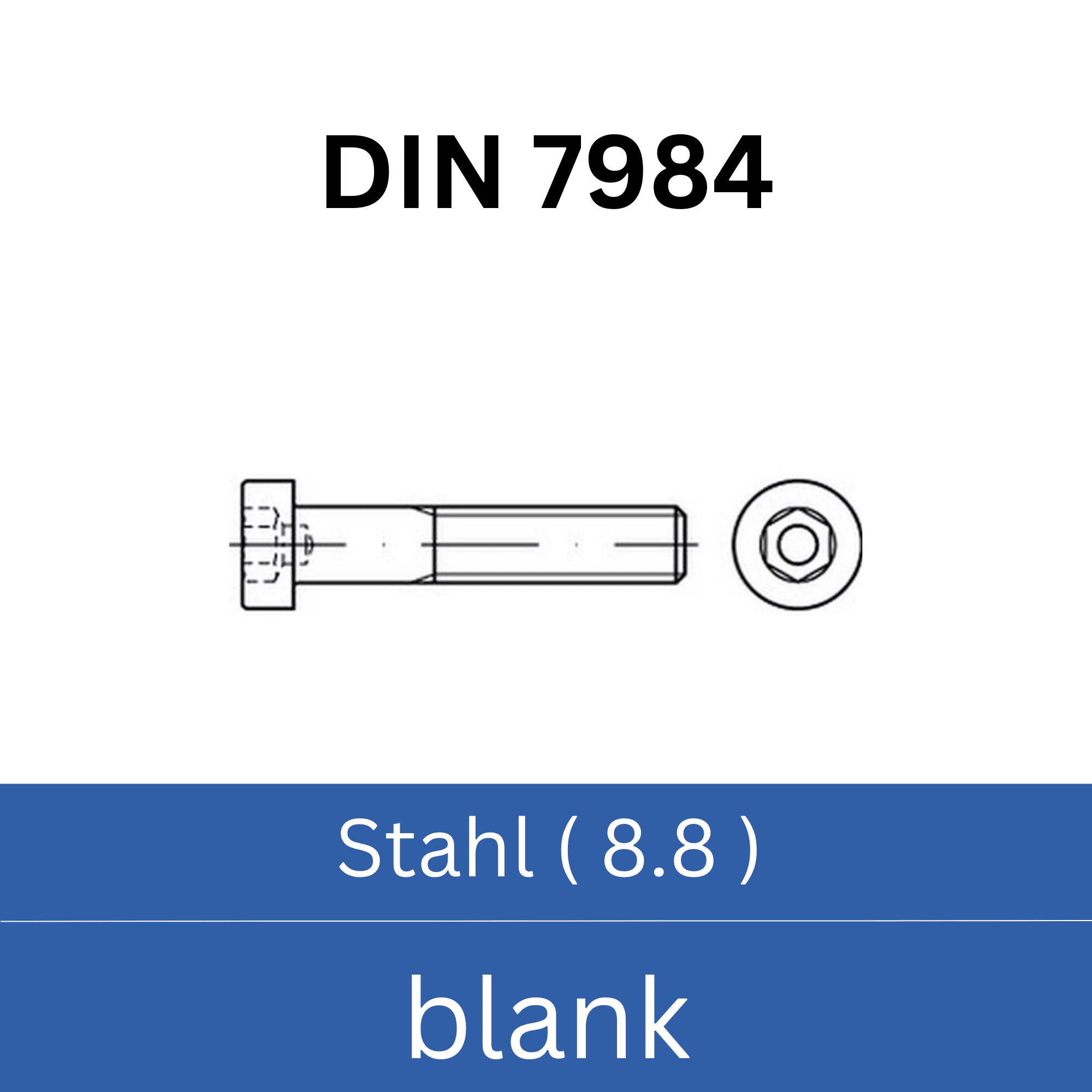Bild für Kategorie ➤ Kategorie: DIN 7984 Stahl (8.8) blank