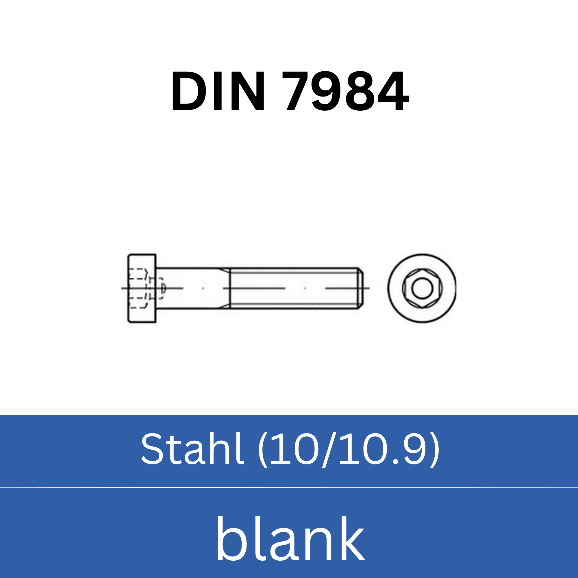 Bild für Kategorie ➤ Kategorie: DIN 7984 Stahl (10/10.9) blank
