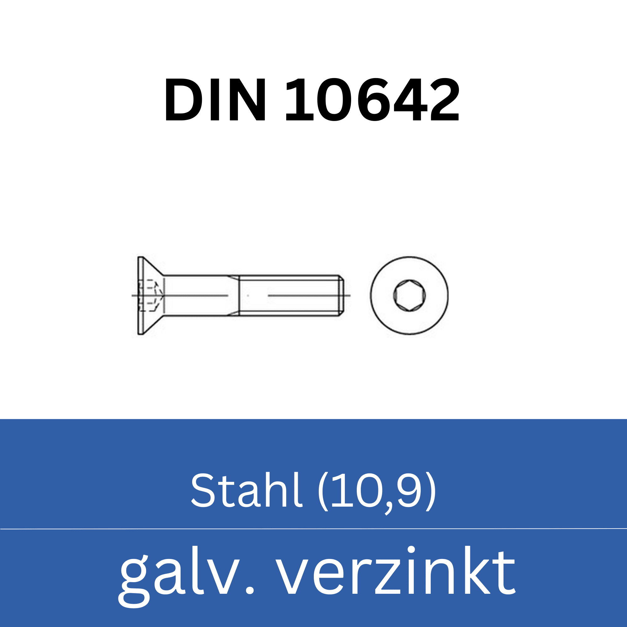 Bild für Kategorie ➤ Kategorie: DIN 10642 Stahl (10/10.9) galv. verzinkt