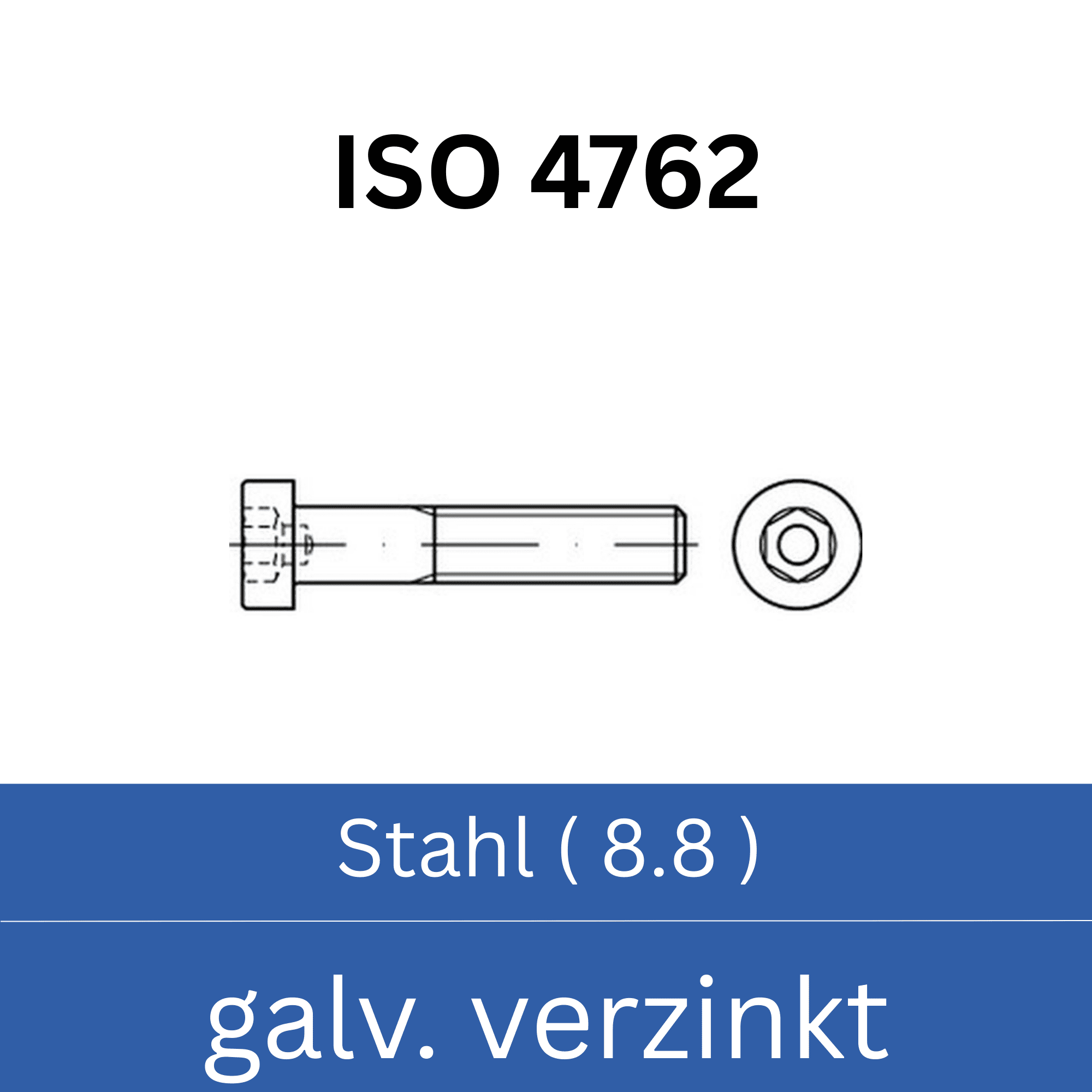 Bild für Kategorie ➤ Kategorie: ISO 4762 Stahl (8.8) galv. verzinkt
