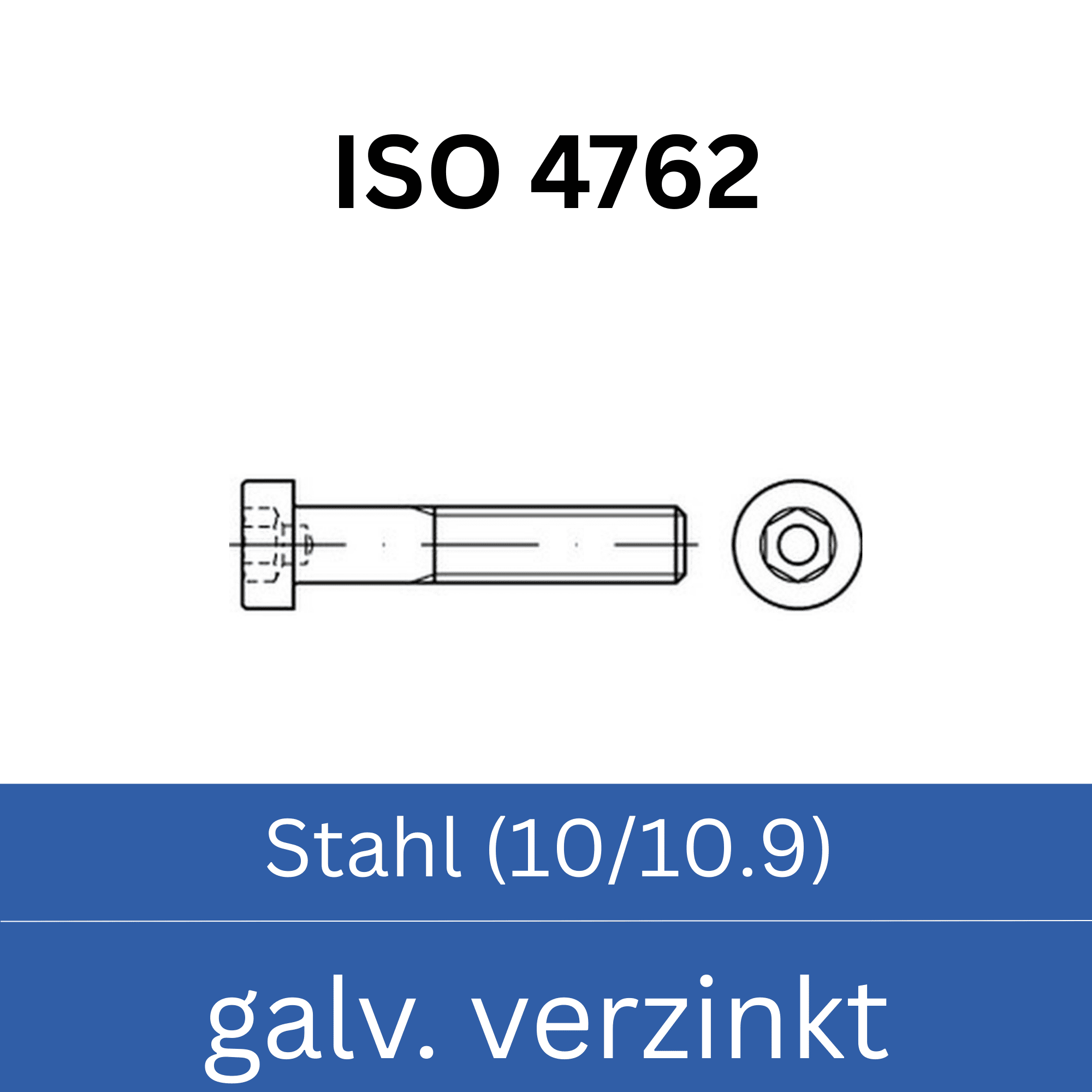 Bild für Kategorie ➤ Kategorie: ISO 4762 Stahl (10/10.9) galv. verzinkt