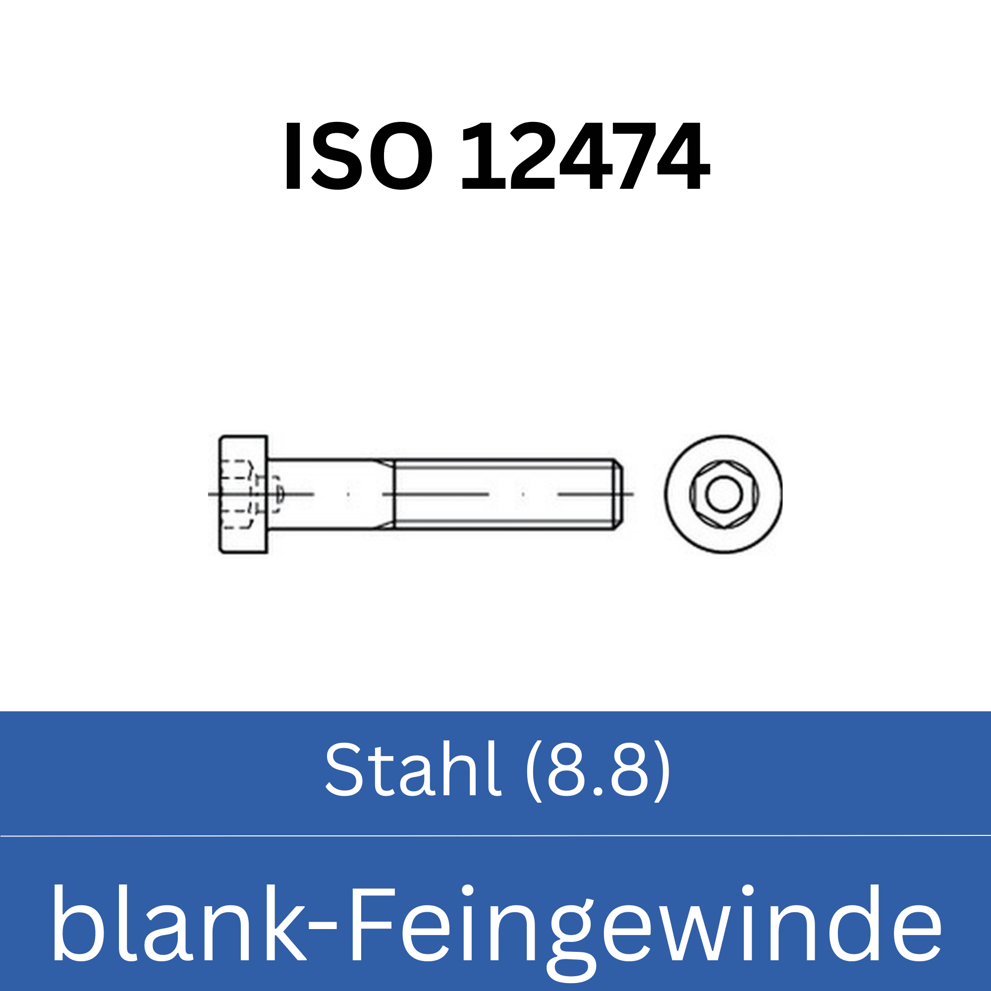 Bild für Kategorie ➤ Kategorie: ISO 12474 Stahl (8.8) blank- Feingewinde