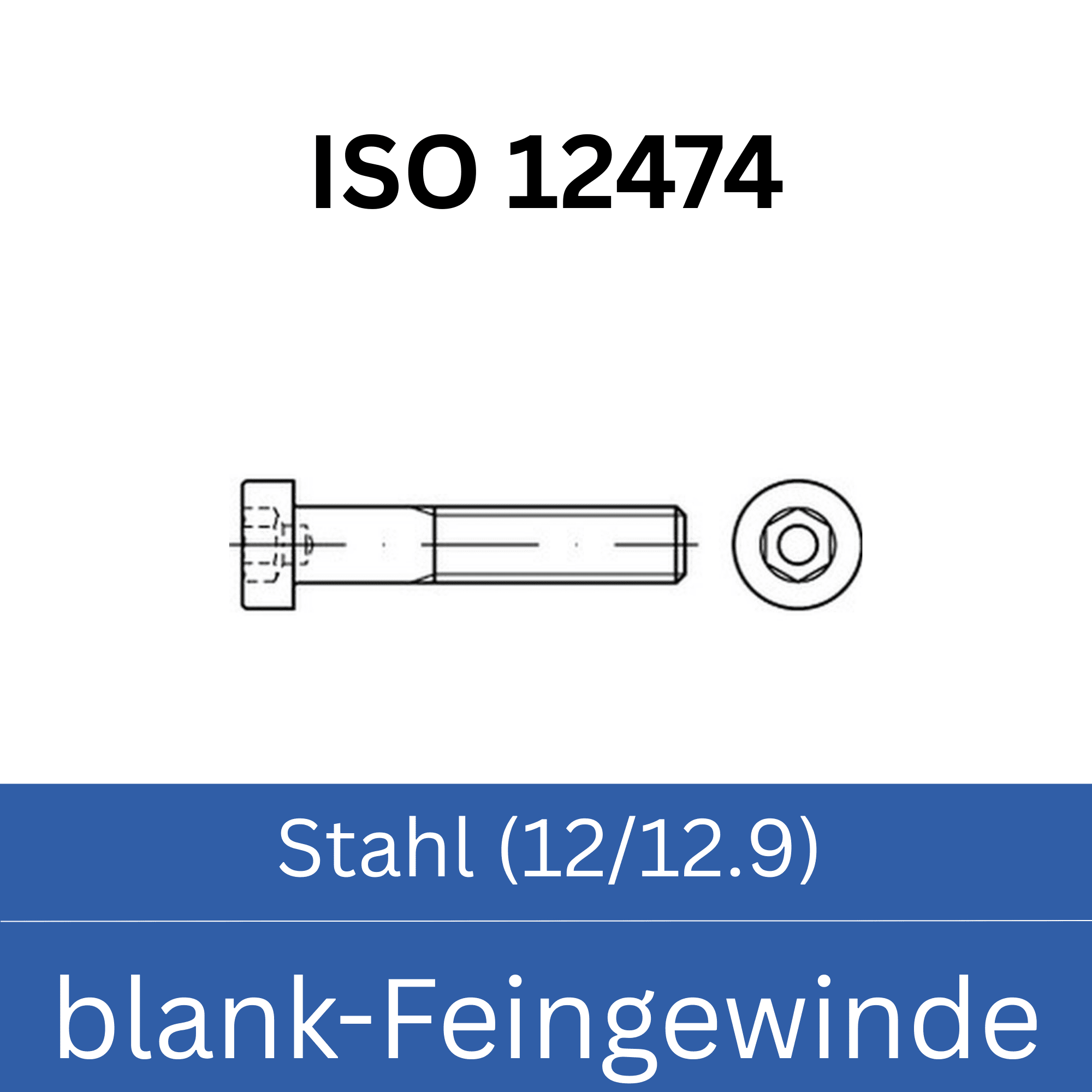 Bild für Kategorie ➤ Kategorie: ISO 12474 Stahl (12/12.9) blank- Feingewinde