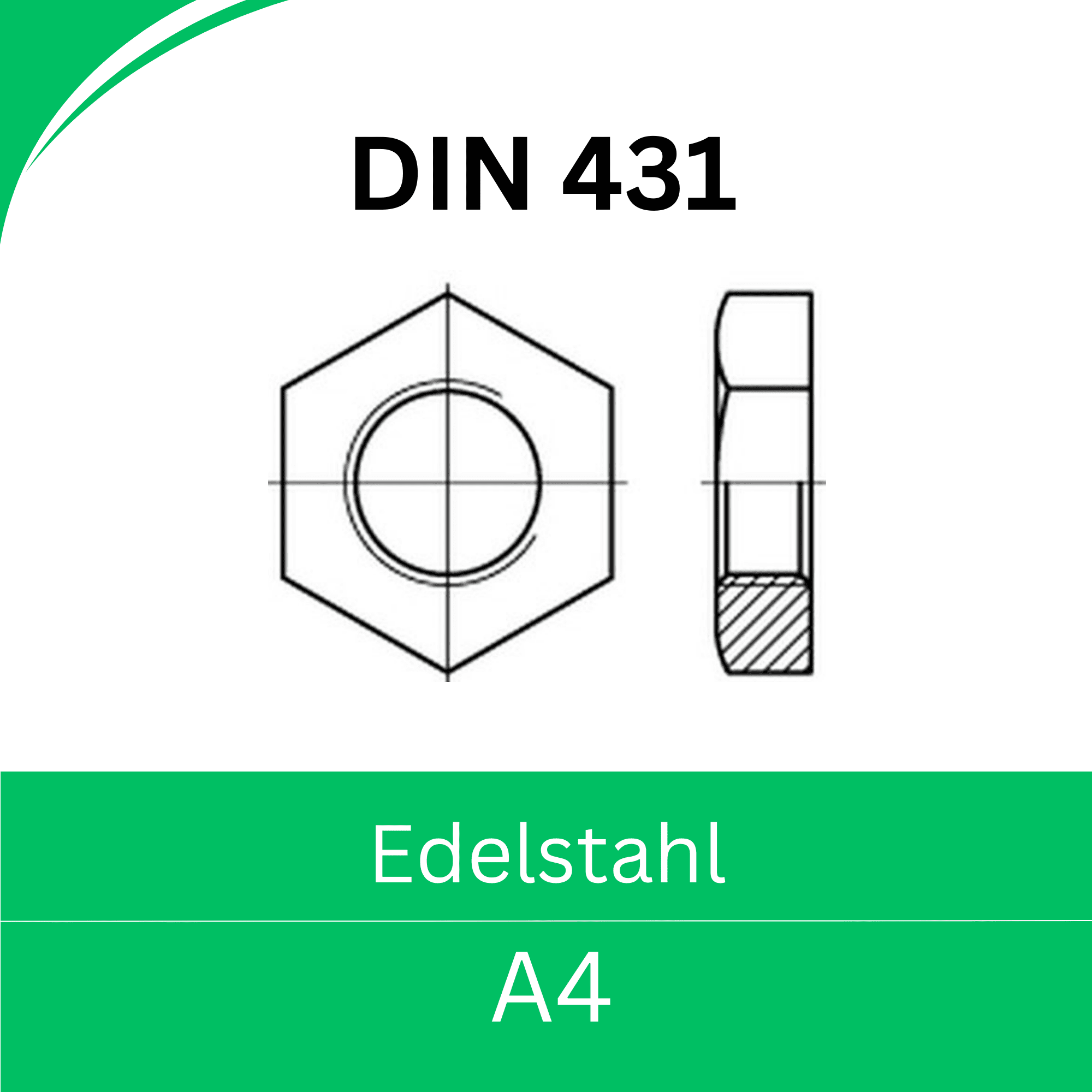 Bild für Kategorie DIN 431 ➤ Sechskant - Rohrmuttern (Edelstahl A4)