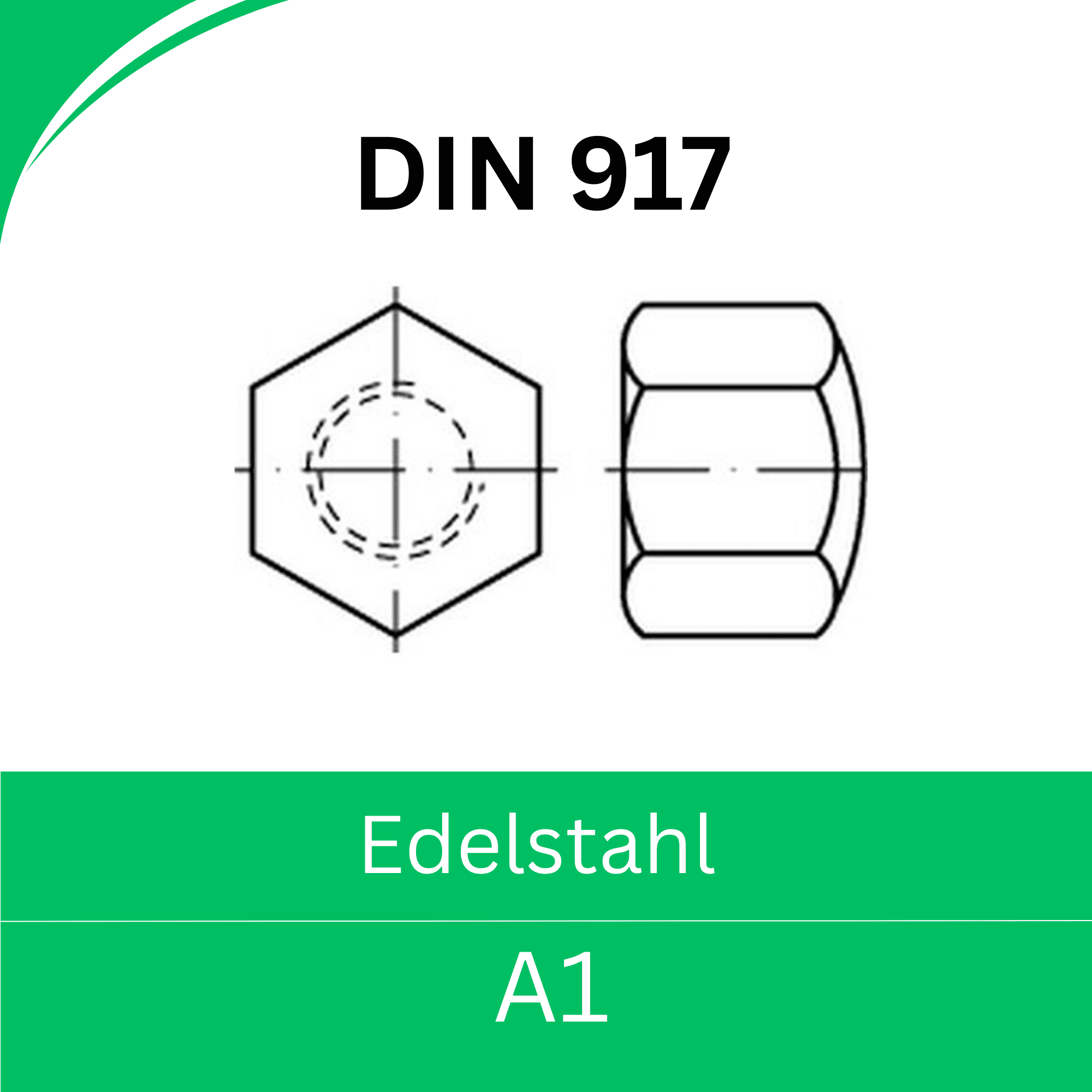 Bild für Kategorie DIN 917 ➤ Hutmuttern niedrige Form (Edelstahl A1)