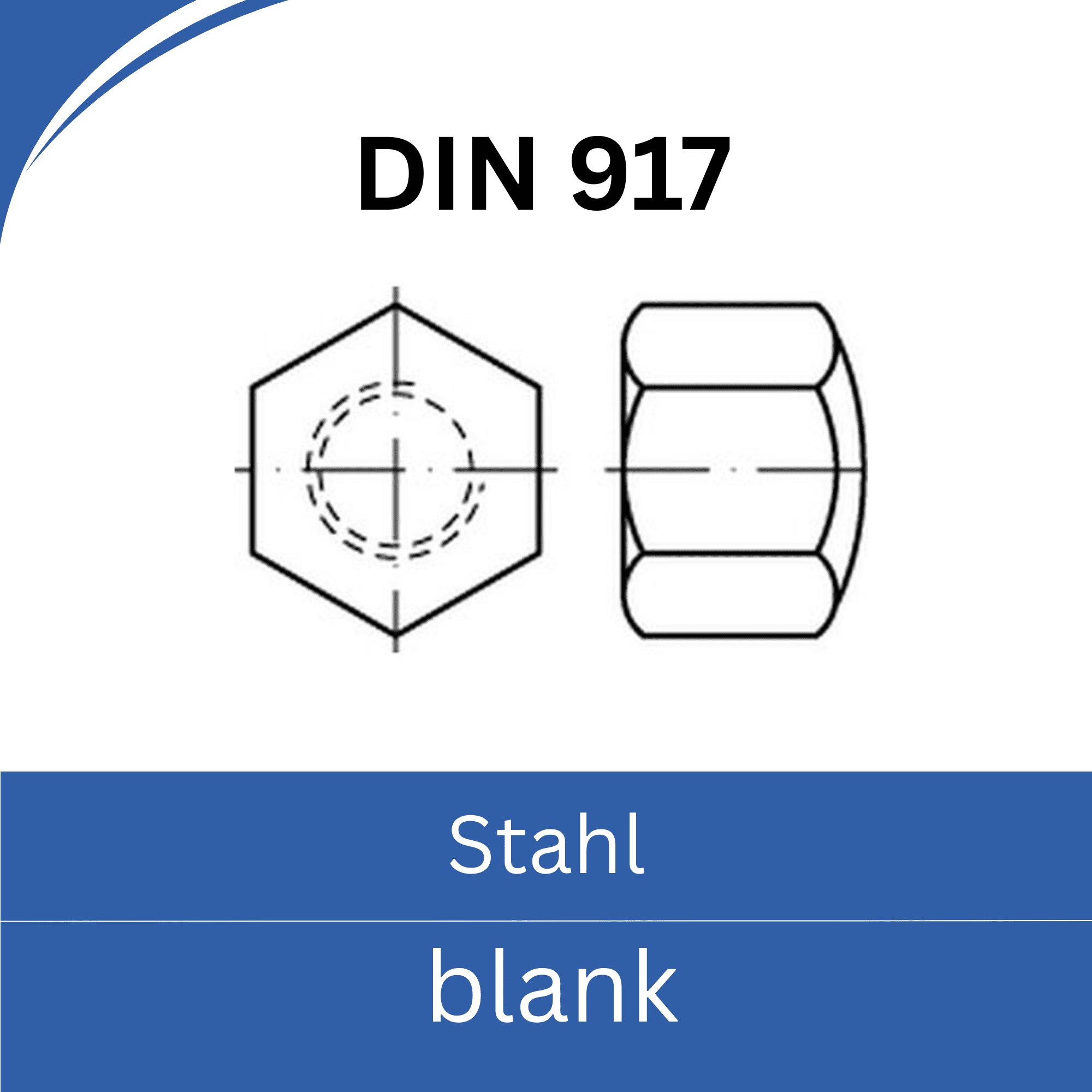 Bild für Kategorie DIN 917 ➤ Hutmuttern niedrige Form (Stahl blank)