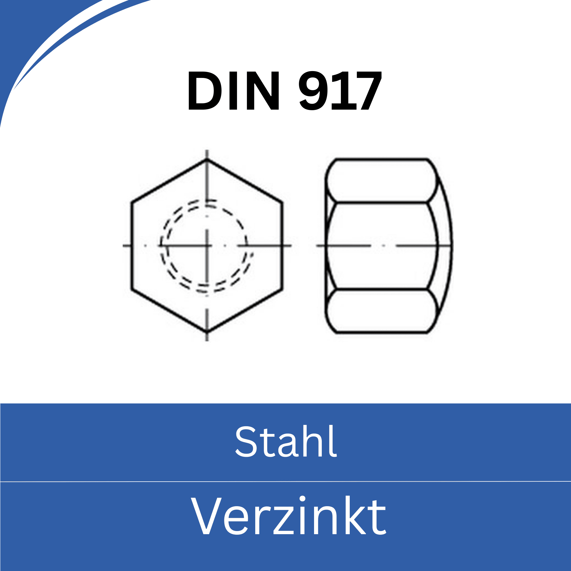 Bild für Kategorie DIN 917 ➤ Hutmuttern niedrige Form (Stahl verzinkt)