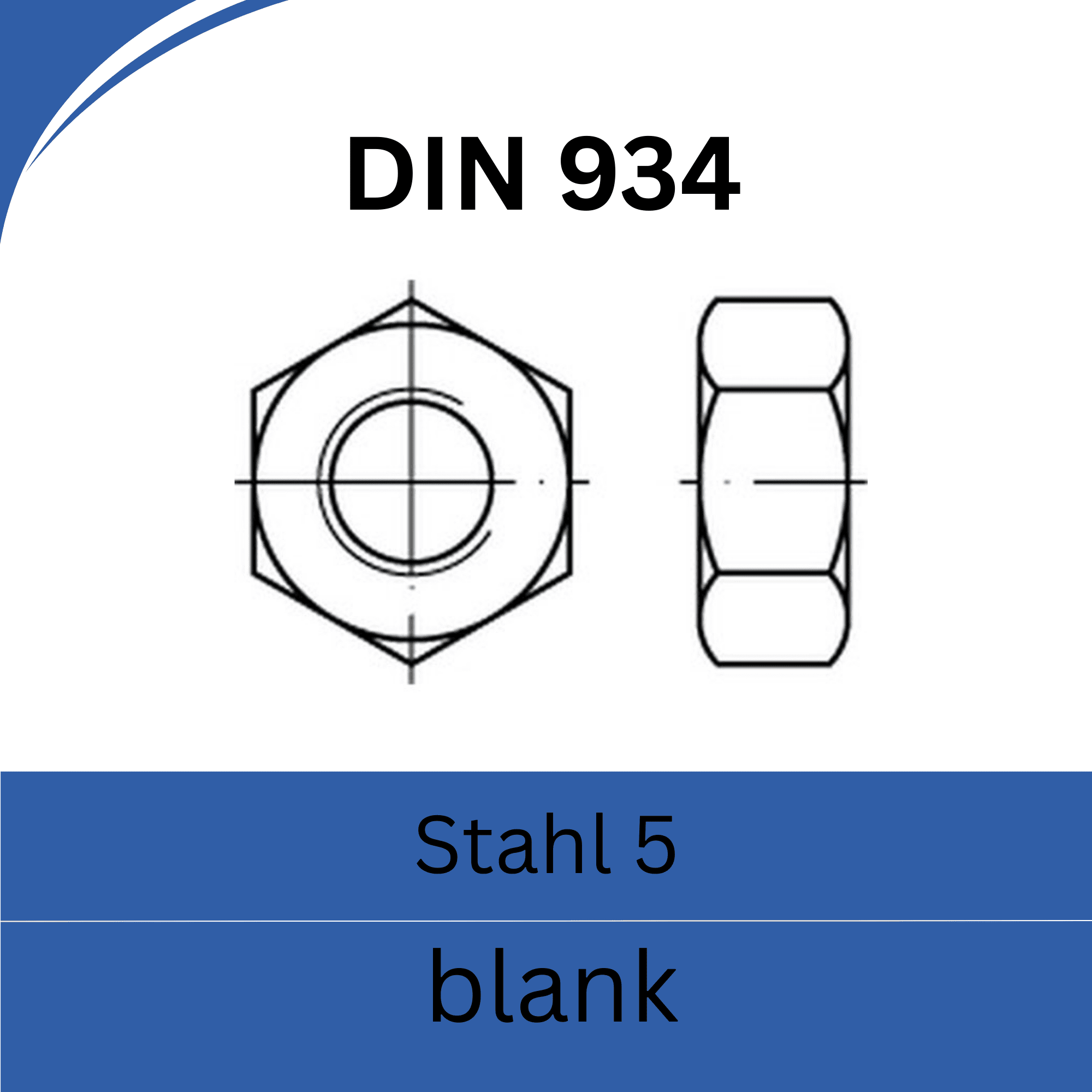 Bild für Kategorie DIN 934 ➤ Sechskantmuttern (Stahl 5. blank)