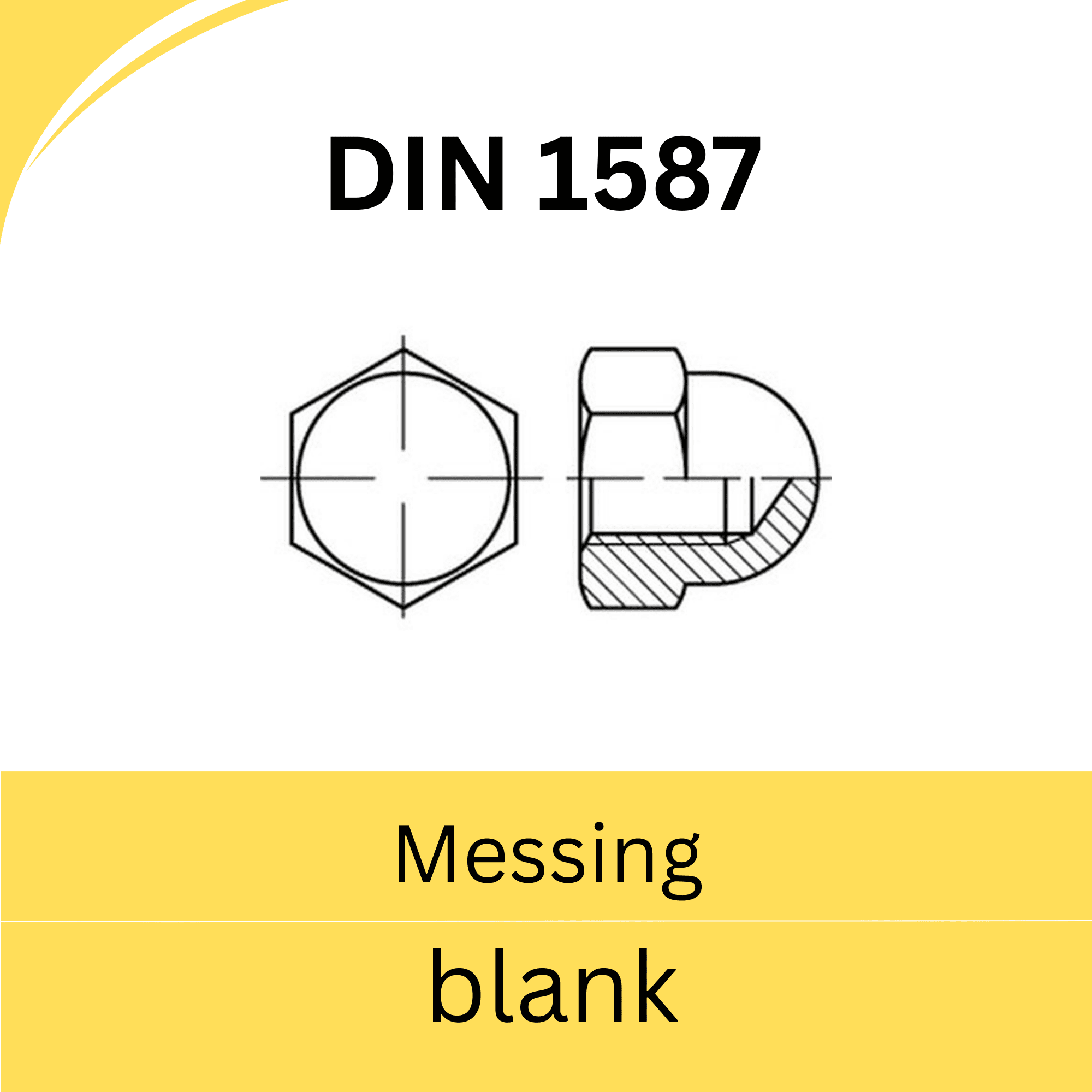 Bild für Kategorie DIN 1587 ➤ Sechskant - Hutmuttern - hohe Form (Messing blank)