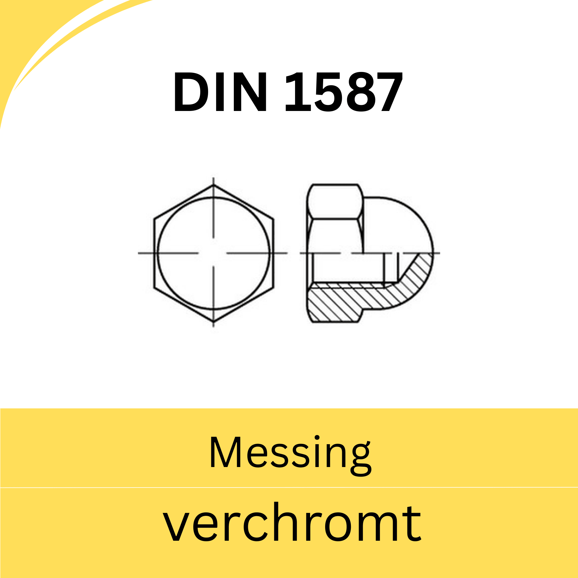 Bild für Kategorie DIN 1587 ➤ Sechskant - Hutmuttern - hohe Form (Messing verchromt)