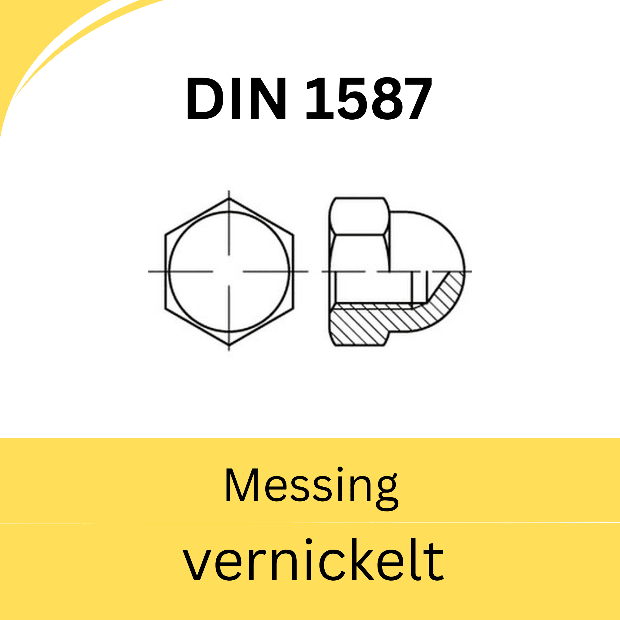 Bild für Kategorie DIN 1587 ➤ Sechskant - Hutmuttern - hohe Form (Messing vernickelt)