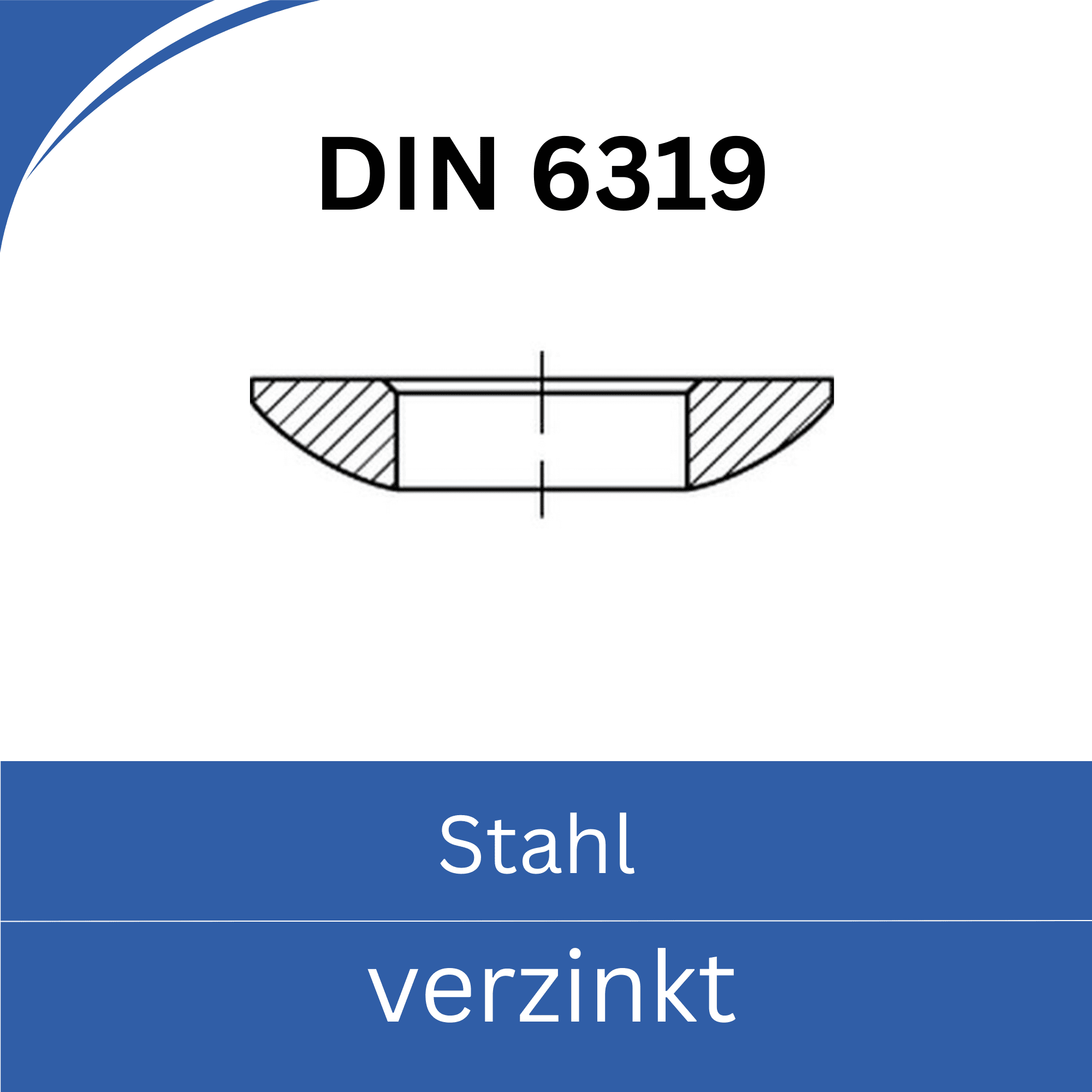 Bild für Kategorie DIN 6319 ➤ Kegelpfannen  Form D (Stahl verzinkt)
