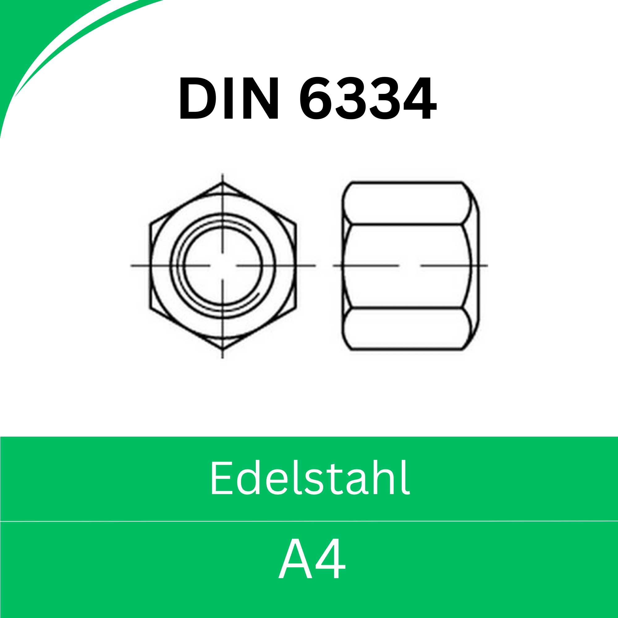 Bild für Kategorie DIN 6334 ➤ Sechskant - Muttern - Höhe 3d (Edelstahl A4)