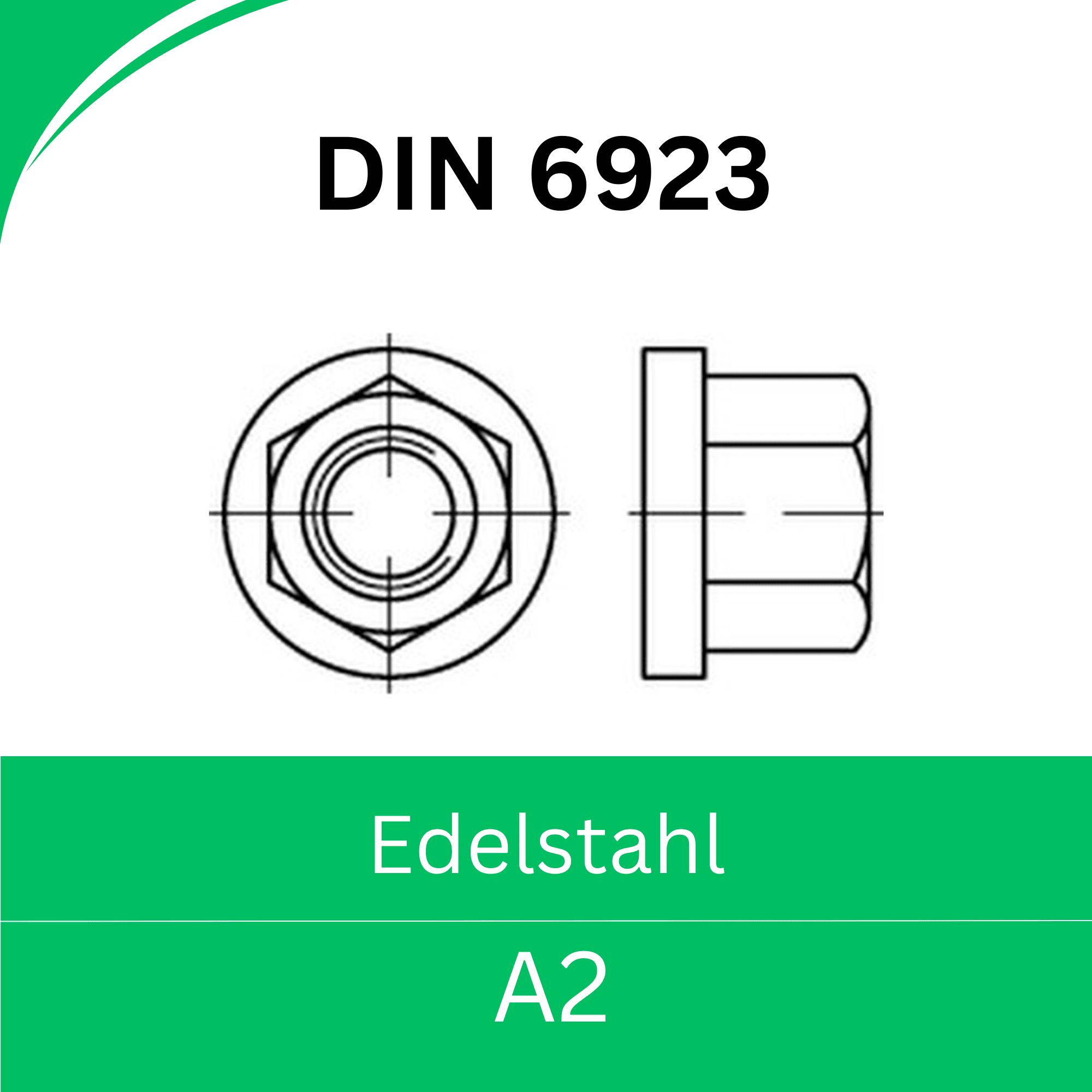 Bild für Kategorie DIN 6923 ➤ Sechskant - Muttern mit Flansch >Sperrverzahnung< (Edelstahl A2)