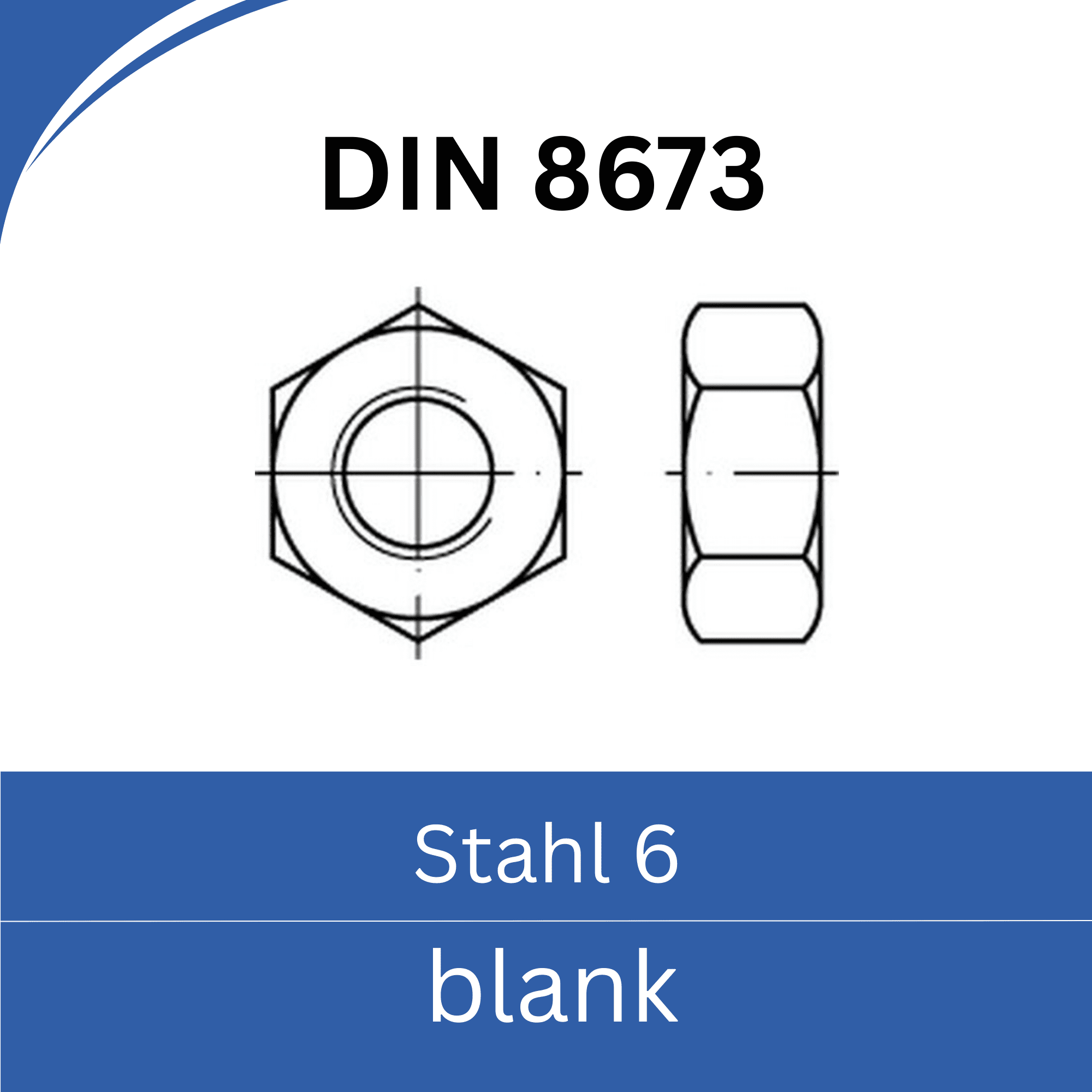 Bild für Kategorie ISO 8673 Muttern ➤ Feingewinde (Stahl 6. blank)